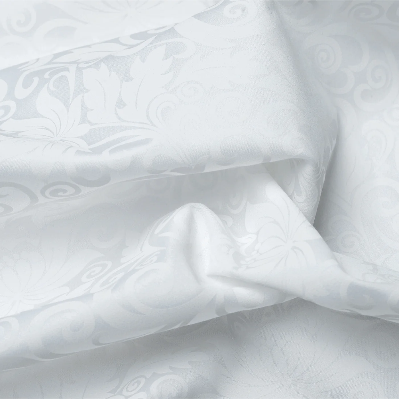 Taie De Traversin Jacquard Imprimé Satin De Coton - Blanc - Fleur Enchantée - Image 2
