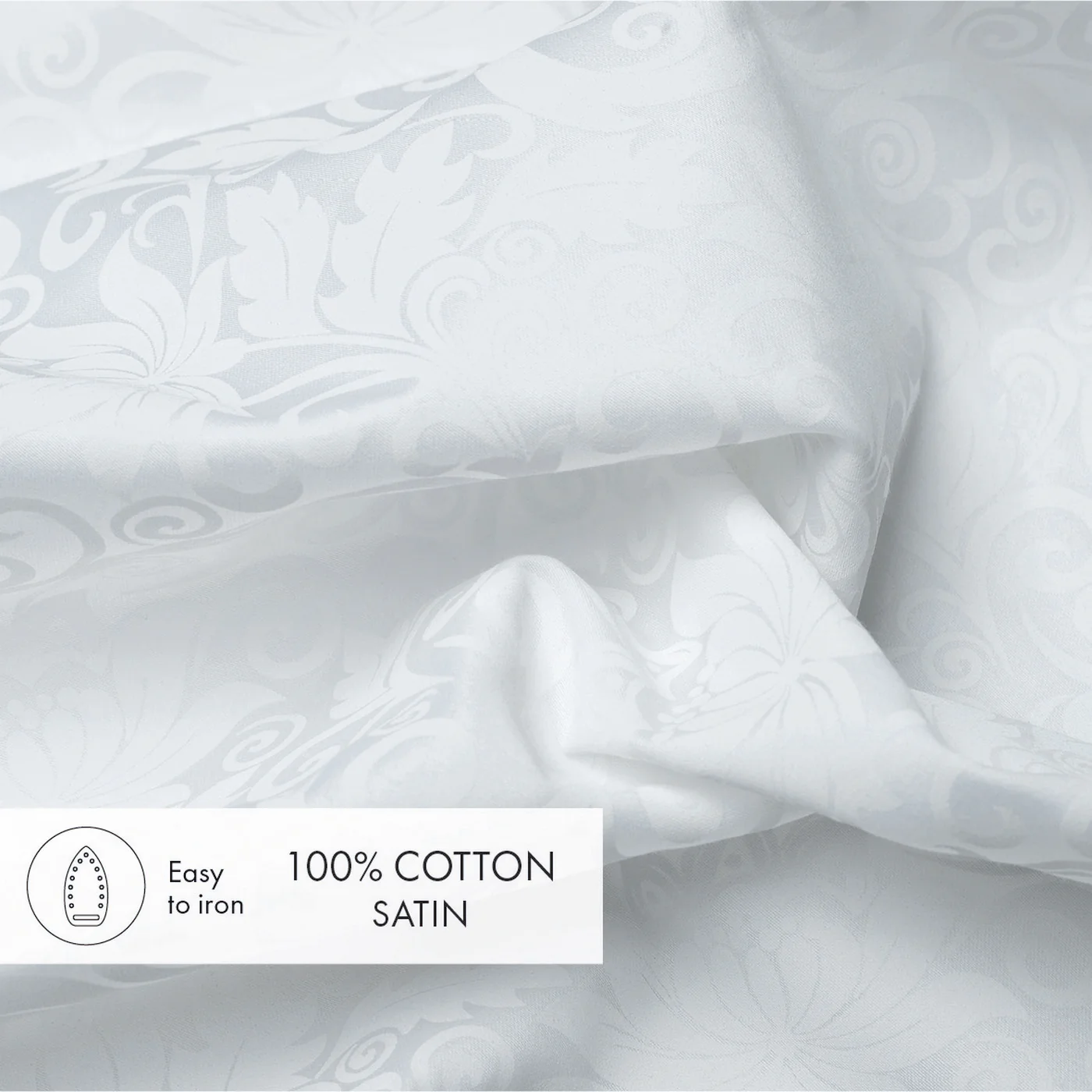 Taie De Traversin Jacquard Imprimé Satin De Coton - Blanc - Fleur Enchantée - Image 4