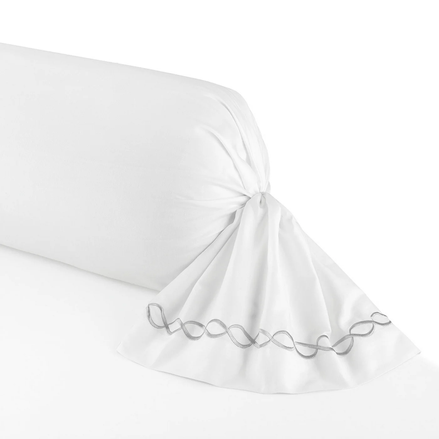Taie De Traversin Satin De Coton - Gris / Blanc - Eclat De Perle - Image 5
