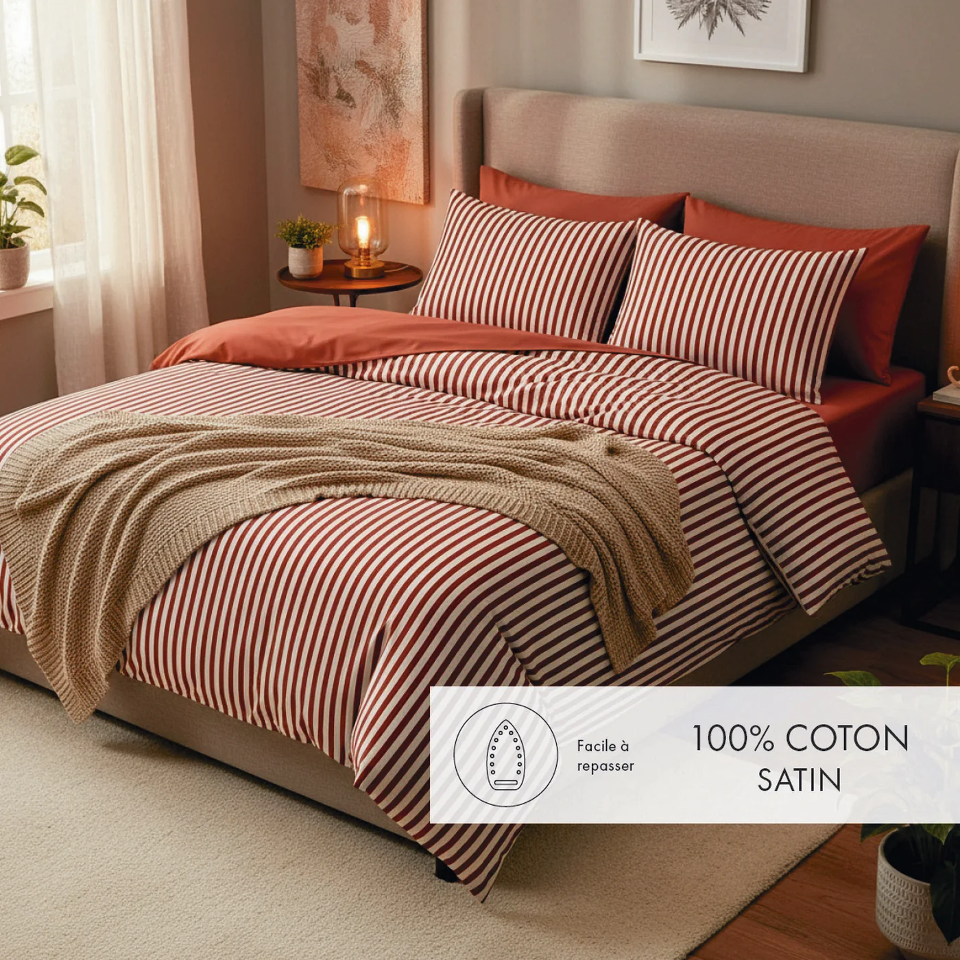 Taie De Traversin Satin De Coton - Rouge - Ysaline - Image 3