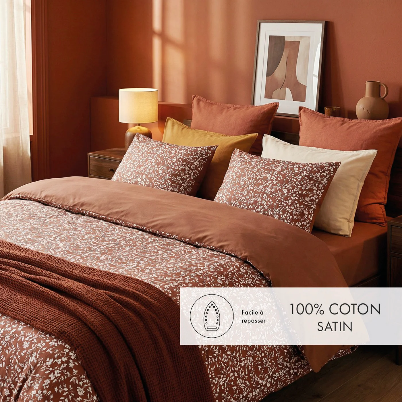 Taie De Traversin Satin De Coton - Terracotta 01 - Uni - Image 3