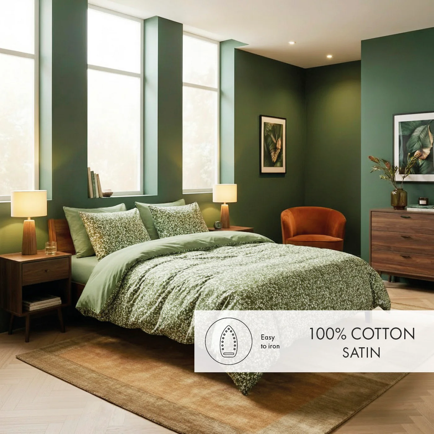 Taie De Traversin Satin De Coton - Vert - Floréal - Image 3