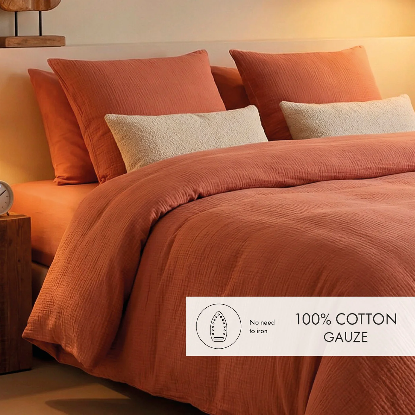 Taie D'Oreiller Gaze De Coton - Terracotta 02 - Uni - Image 4