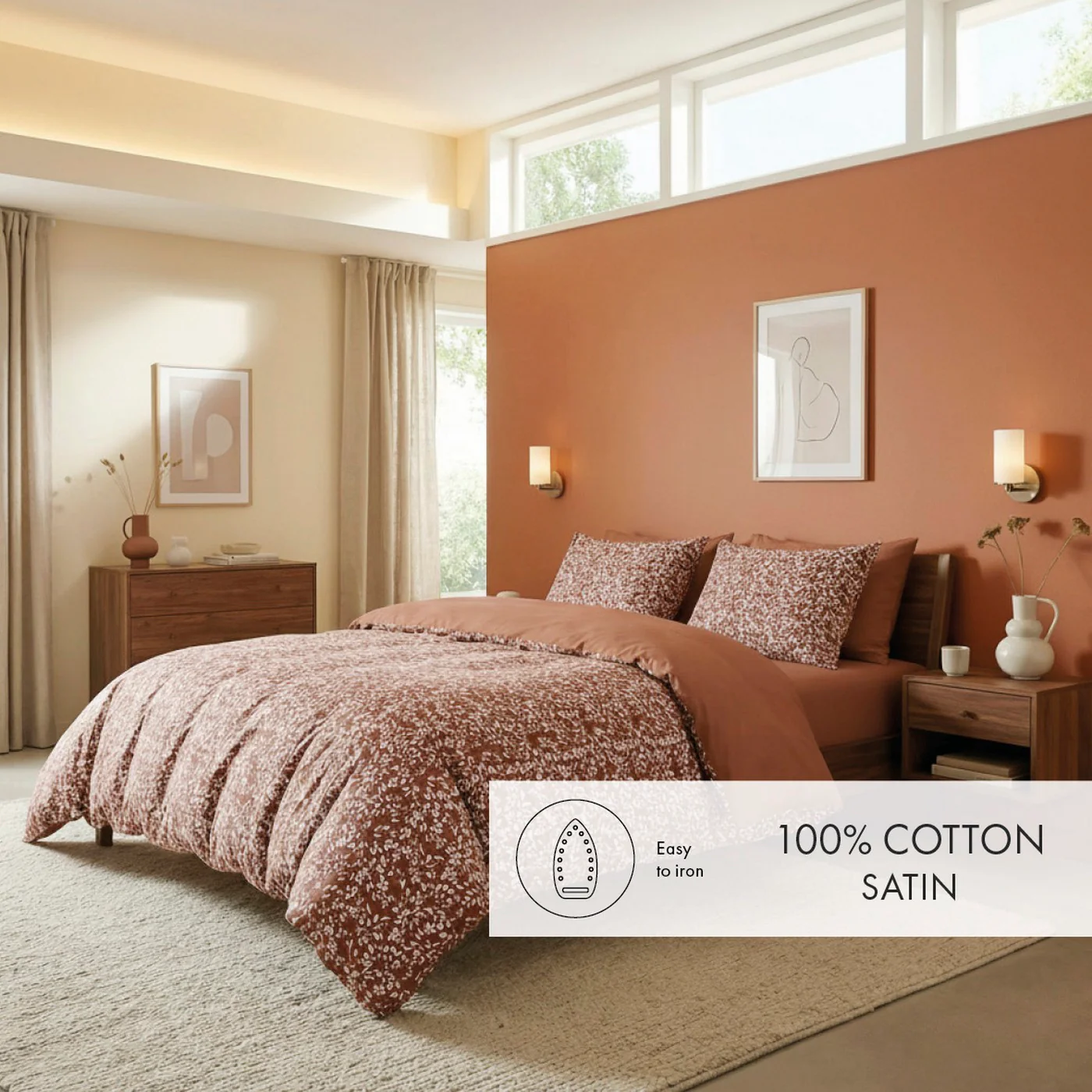 Taie D'Oreiller Satin De Coton - Terracotta 01 - Uni / Floréal Ter - Image 4