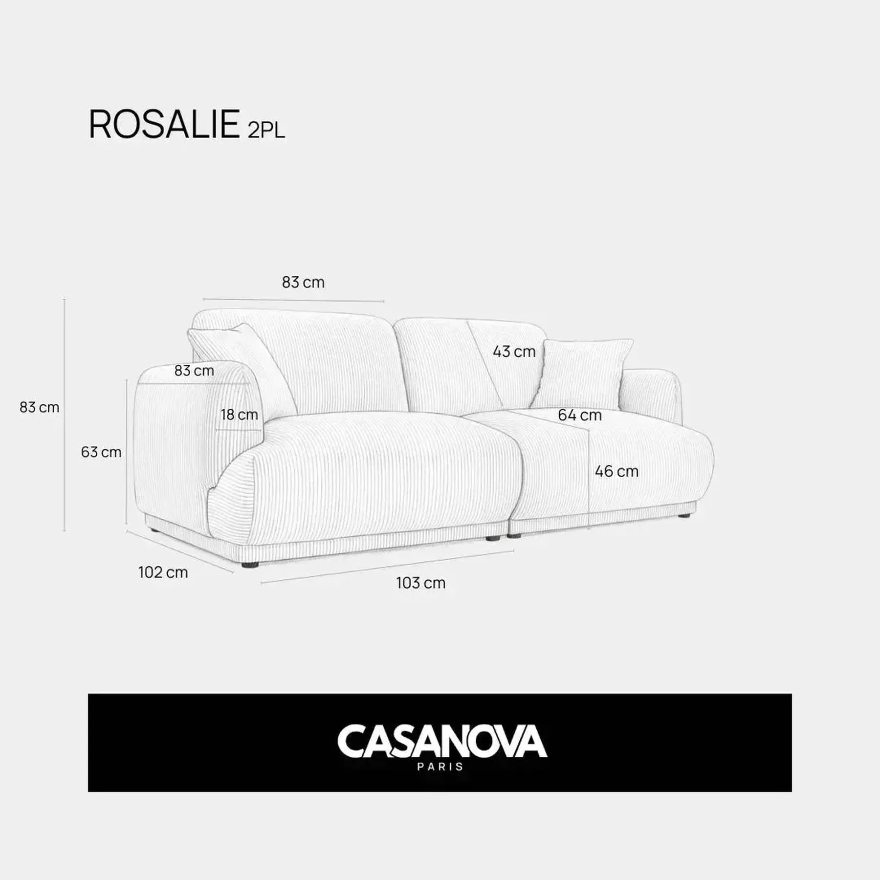 Canapés 2 Places - Rosalie - Tissu Chenille - Image 21