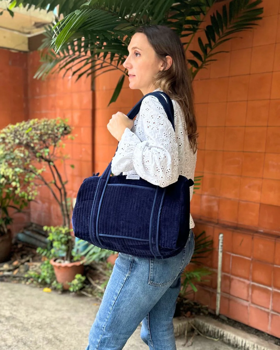 Sac À Langer Sunee - Velours Bleu Nuit - Image 2