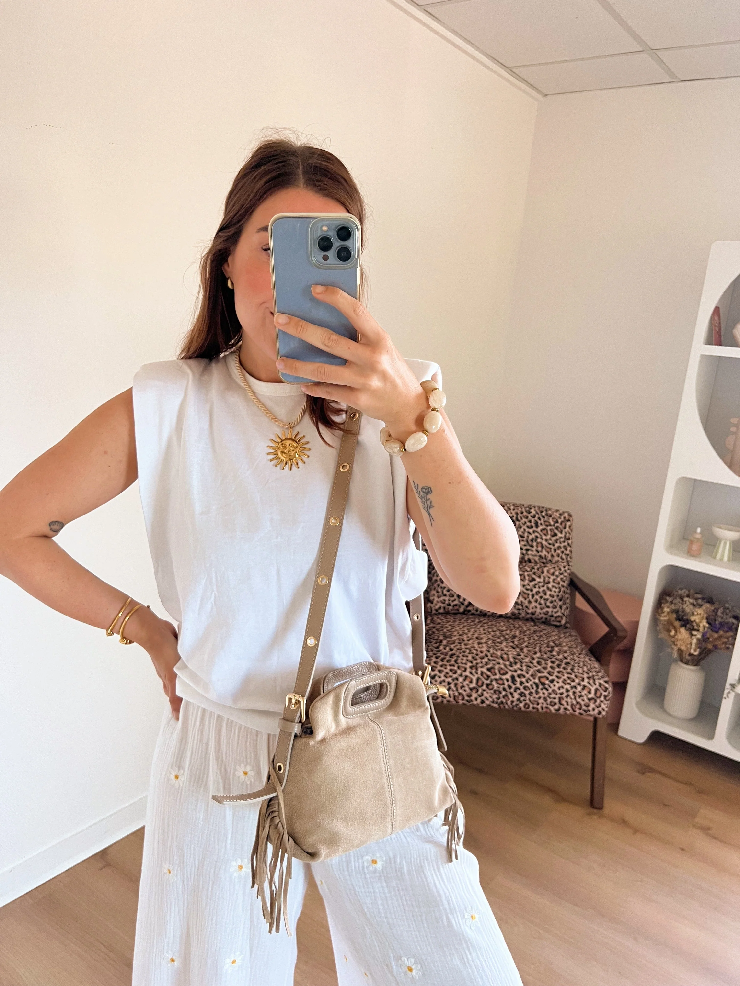Sac À Main En Cuir Jodie Beige - Image 4
