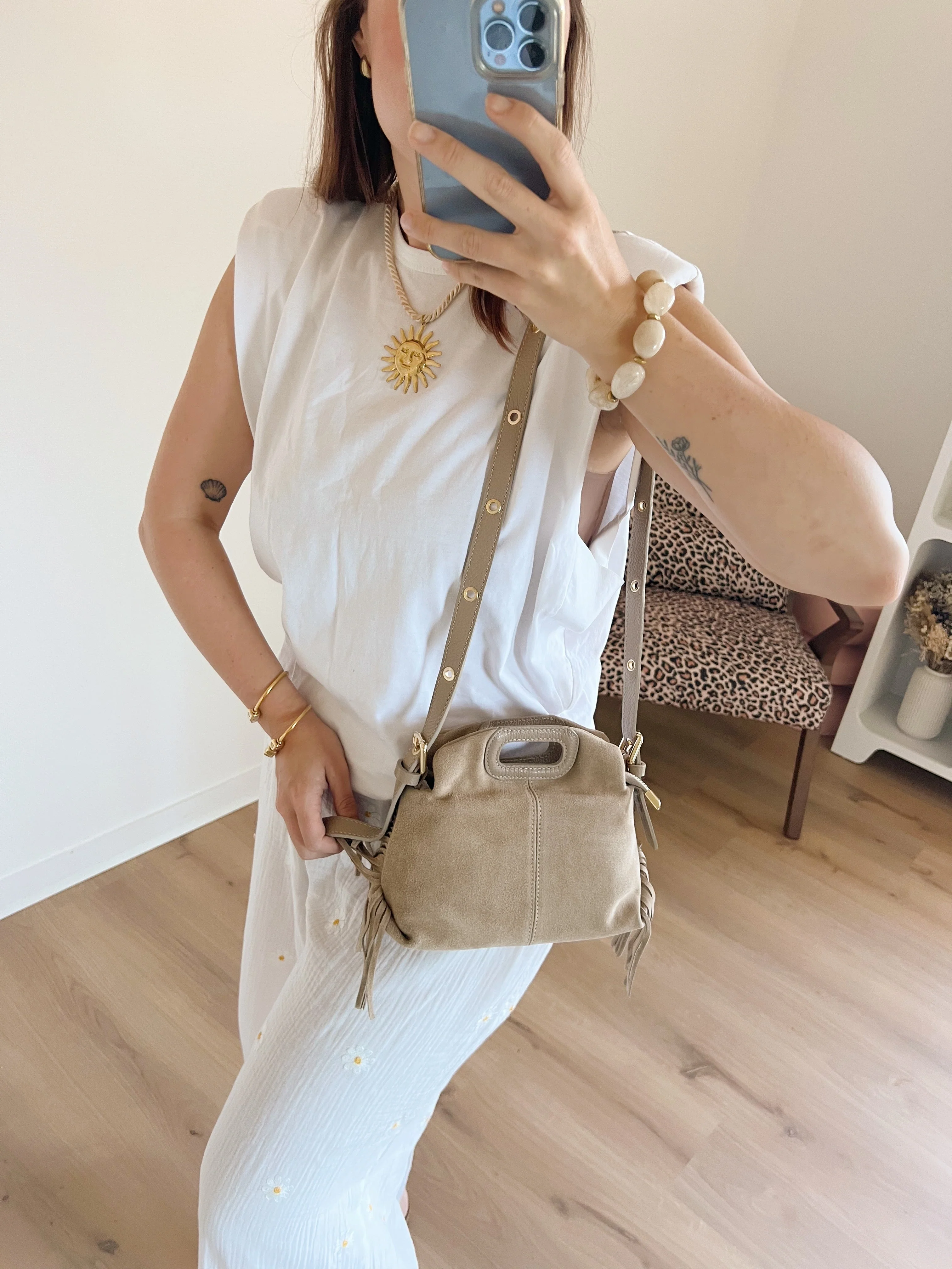 Sac À Main En Cuir Jodie Beige - Image 5
