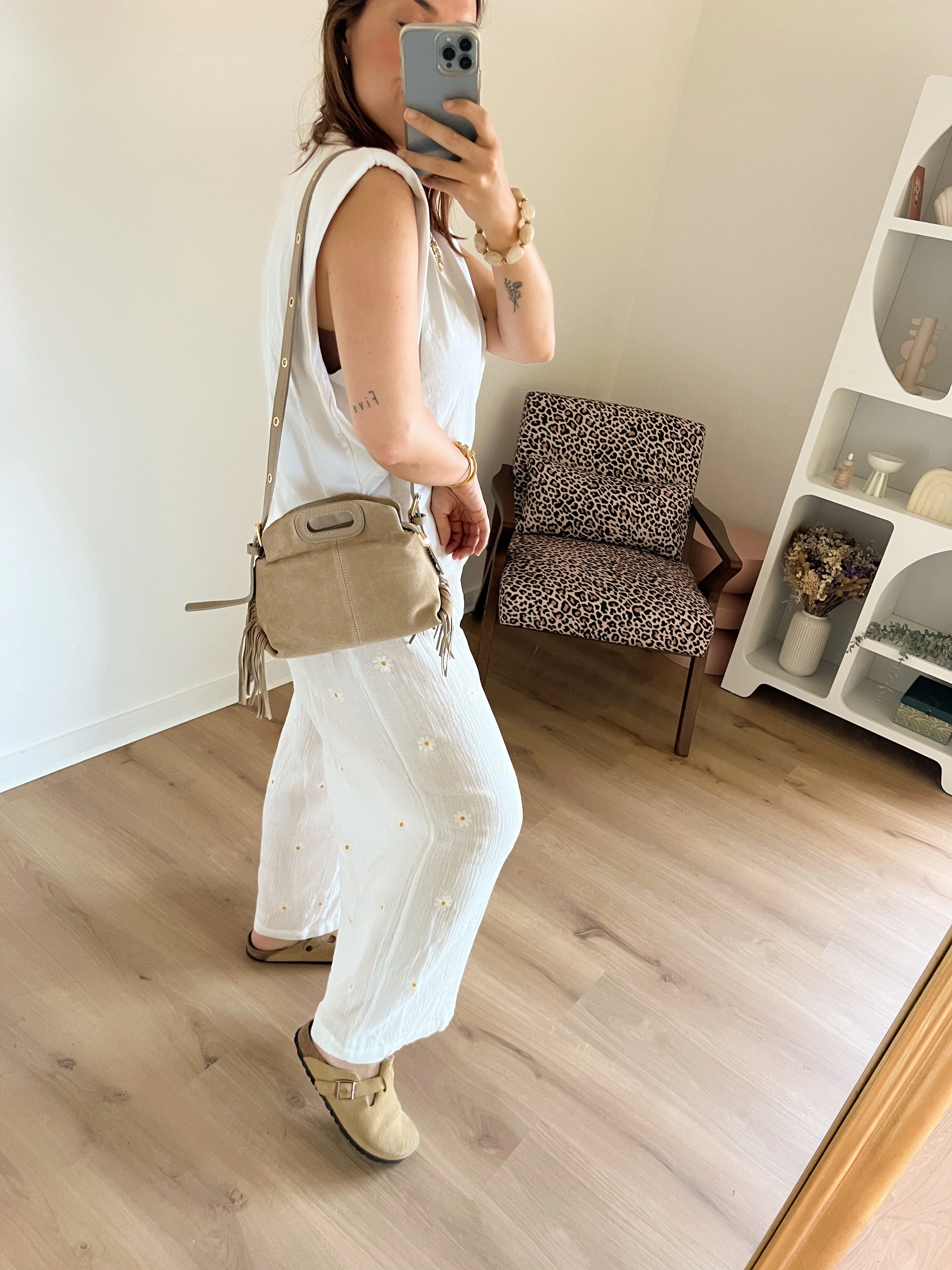Sac À Main En Cuir Jodie Beige - Image 6