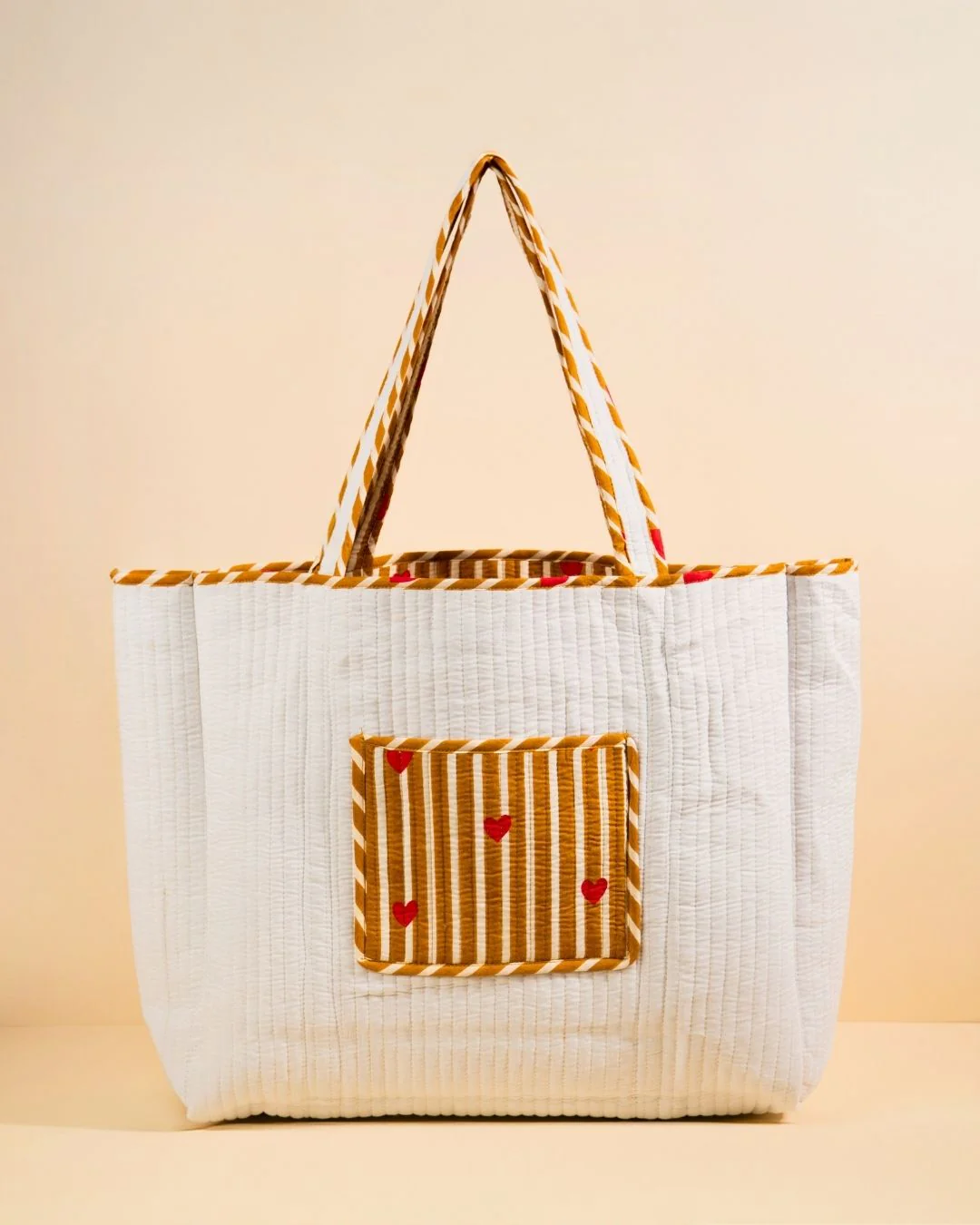 Sac Cabas Réversible Deepa - Coeurs Beige - Image 3
