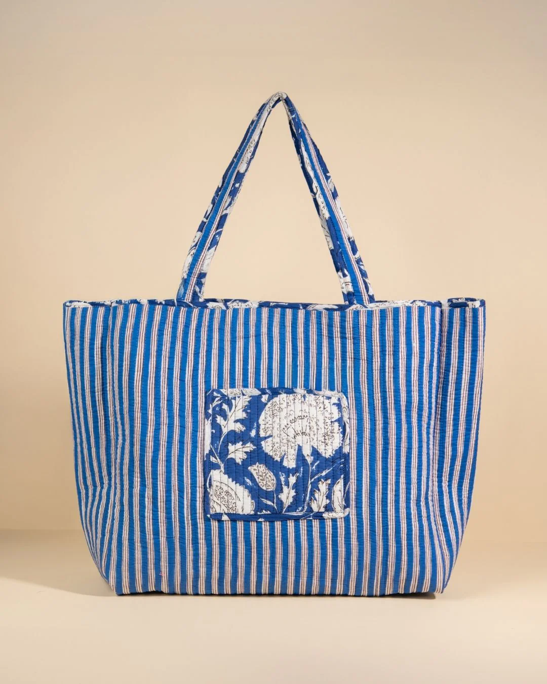 Sac Cabas Réversible Deepa - Bleu Imperial Floral - Image 2