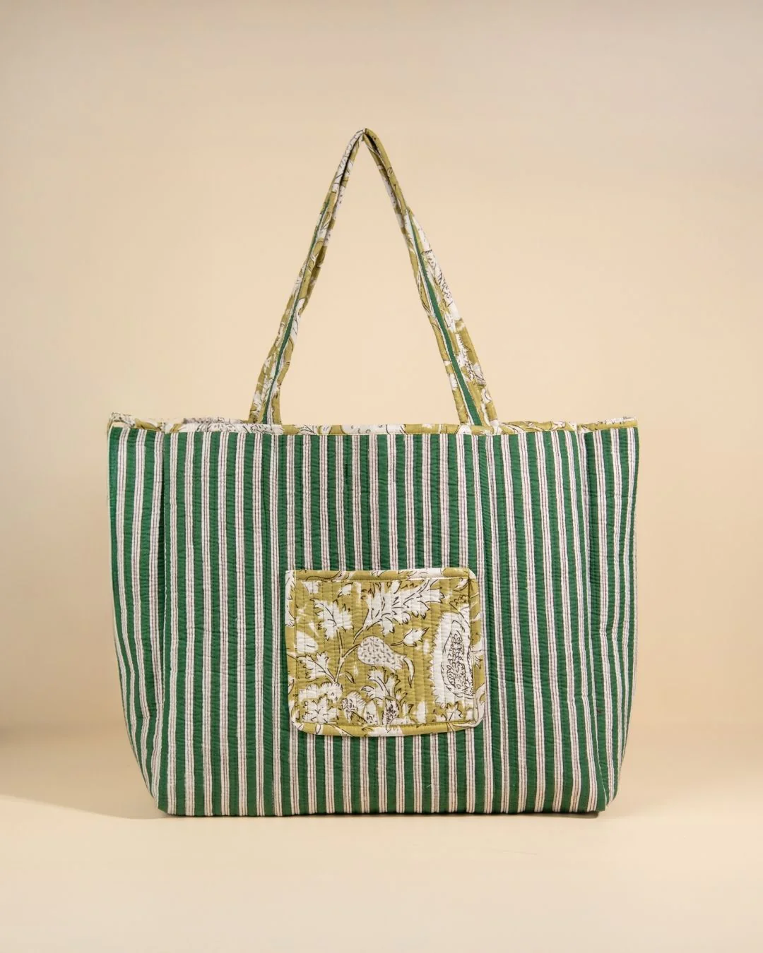 Sac Cabas Réversible Deepa - Light Kaki Floral - Image 3