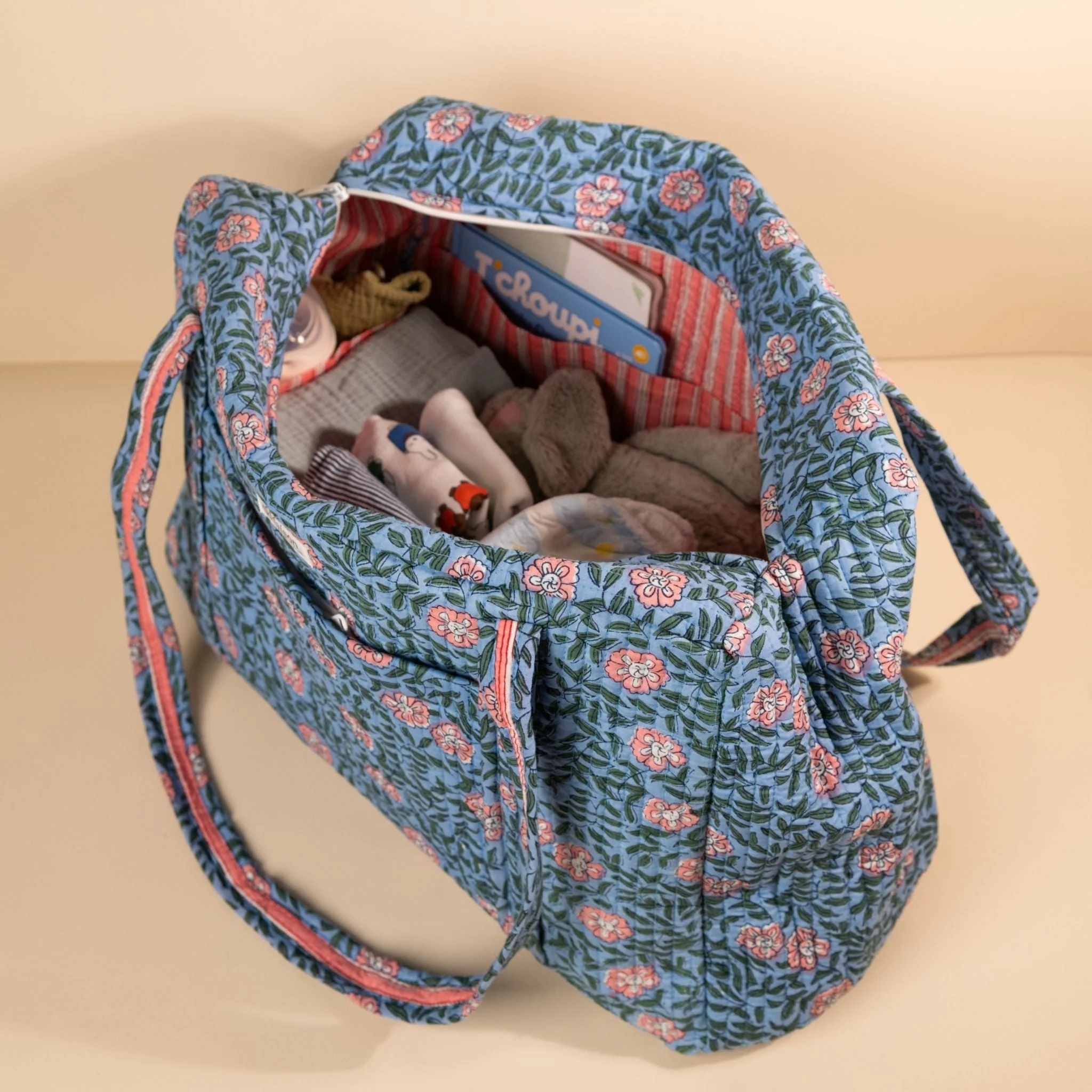 Sac Week-End Lola - Bleu Doux Floral - Image 2
