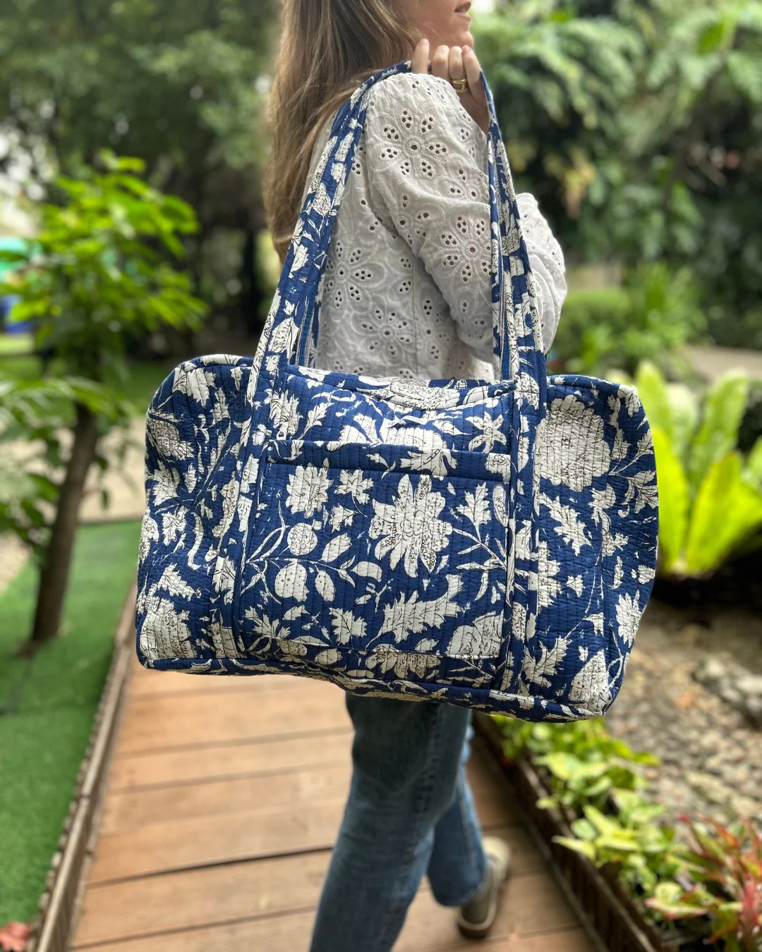 Sac Week-End Lola - Bleu Impérial Floral - Image 3