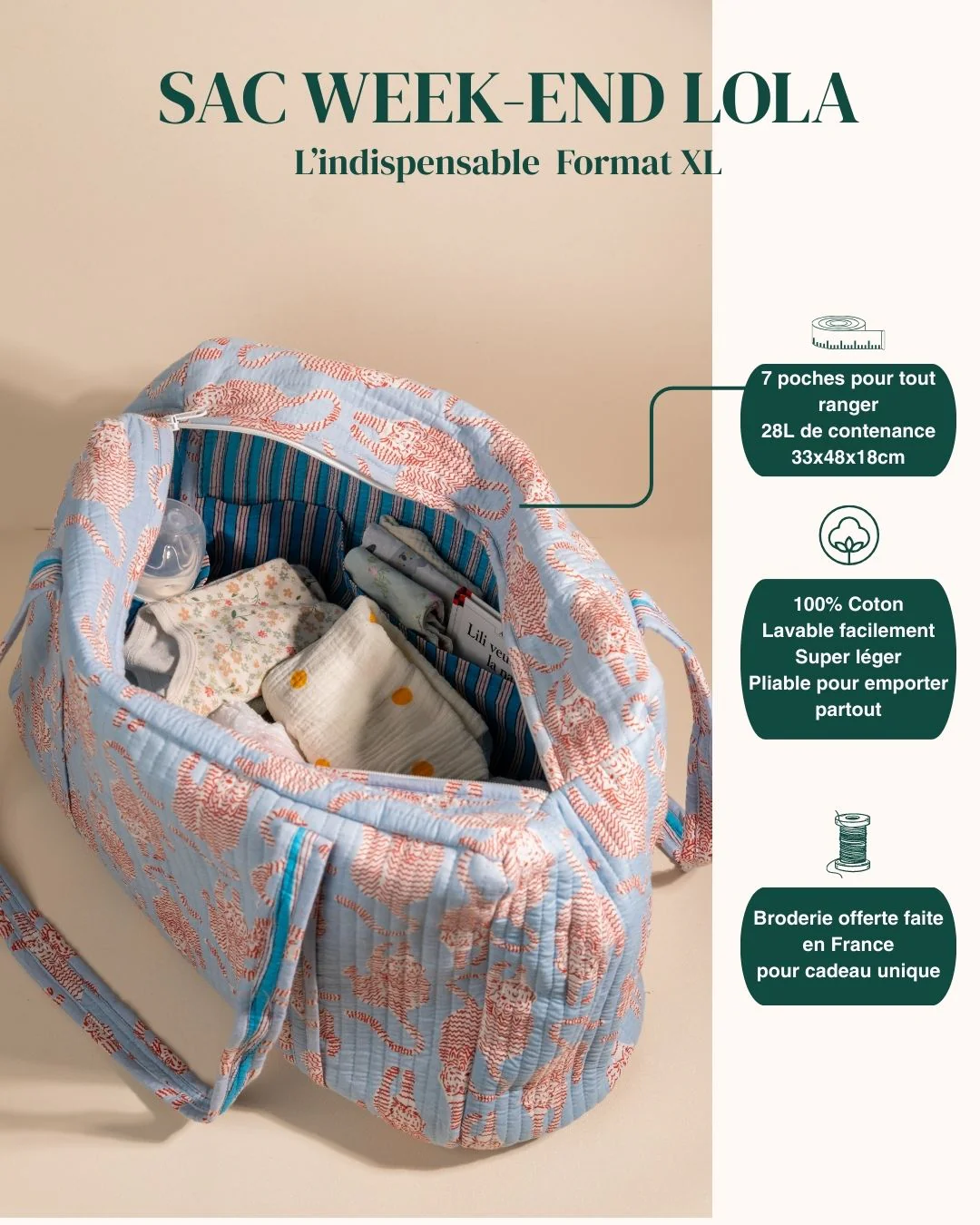 Sac Week-End Lola - Jungle Ciel - Image 2