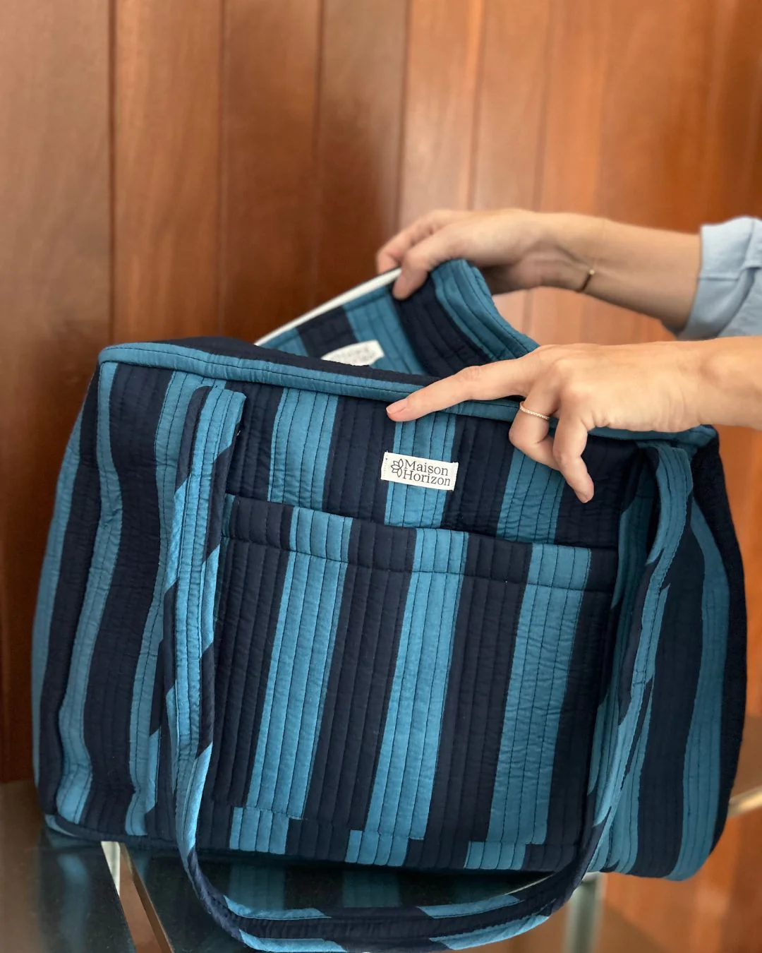 Sac Week-End Lola - Rayures Ultra Bleu - Image 2