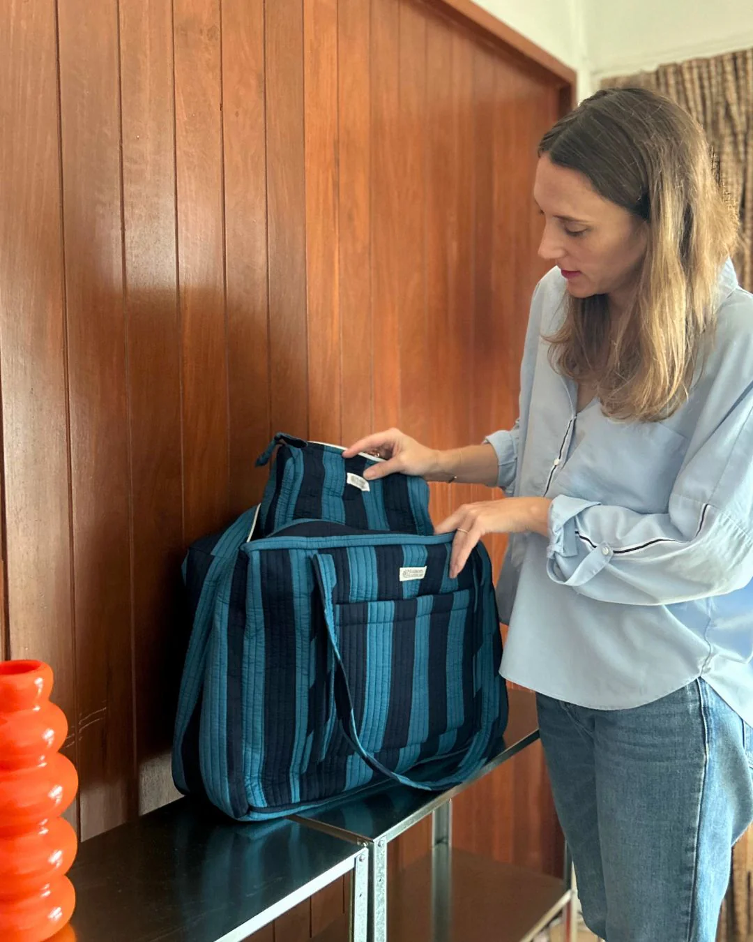 Sac Week-End Lola - Rayures Ultra Bleu - Image 3