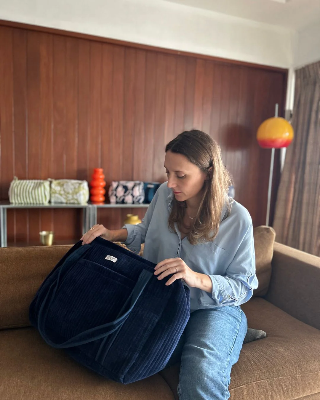Sac Week-End Lola - Velours Bleu Nuit - Image 2