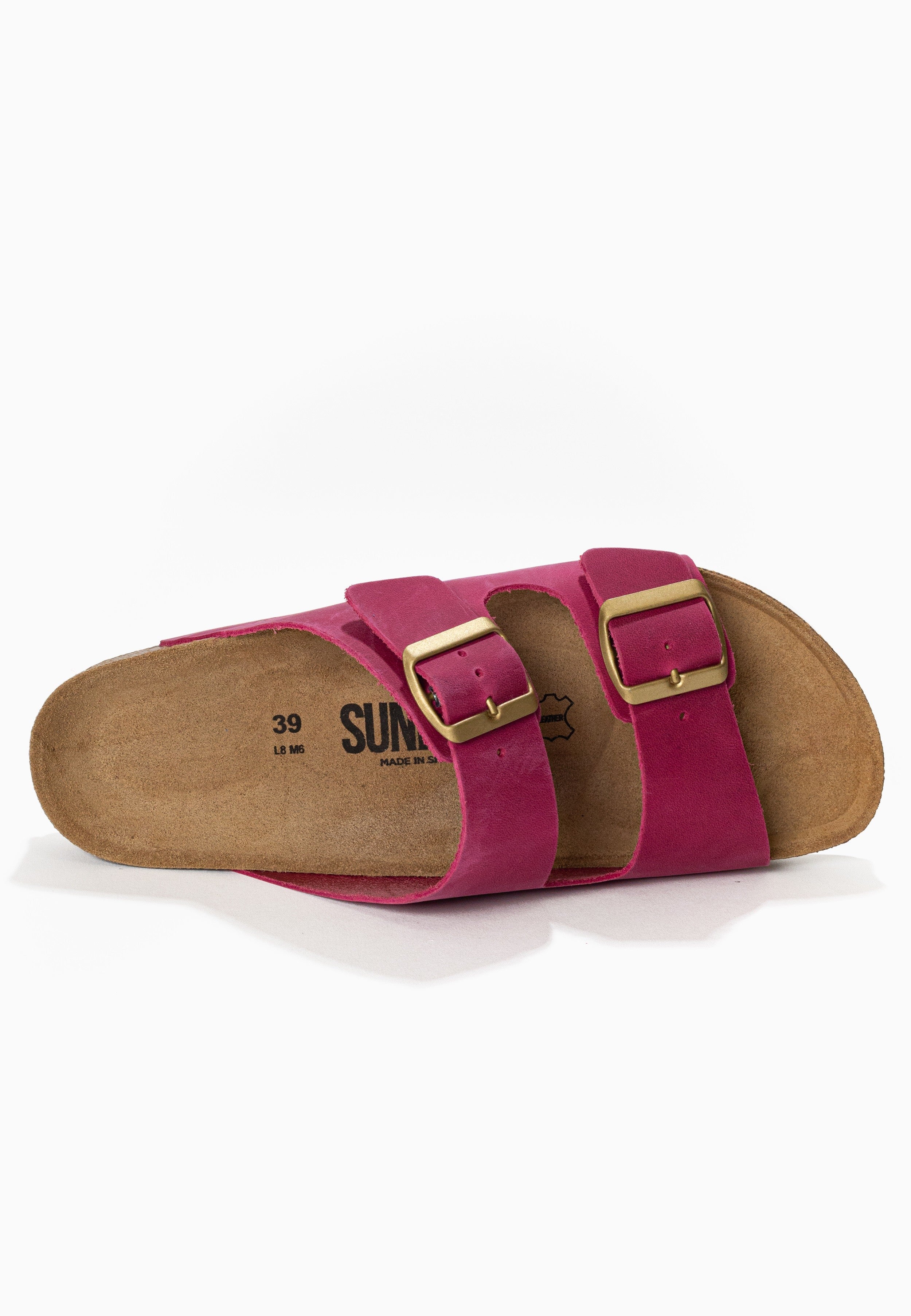 Sandales À Deux Brides Trefle - Cuir - Fuchsia - Femme - Image 5