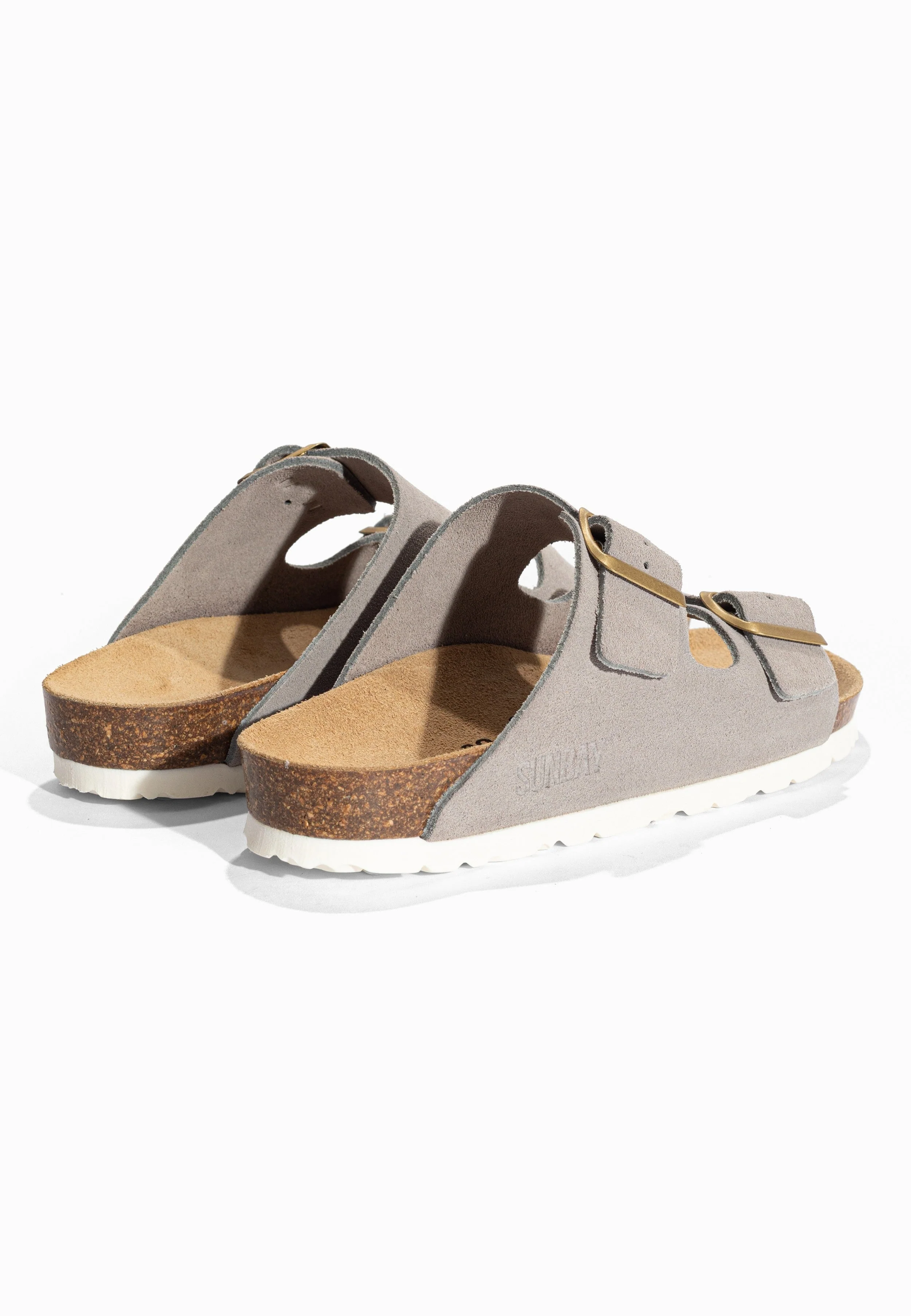 Sandales À Deux Brides Trefle - Cuir - Gris Clair - Femme - Image 6
