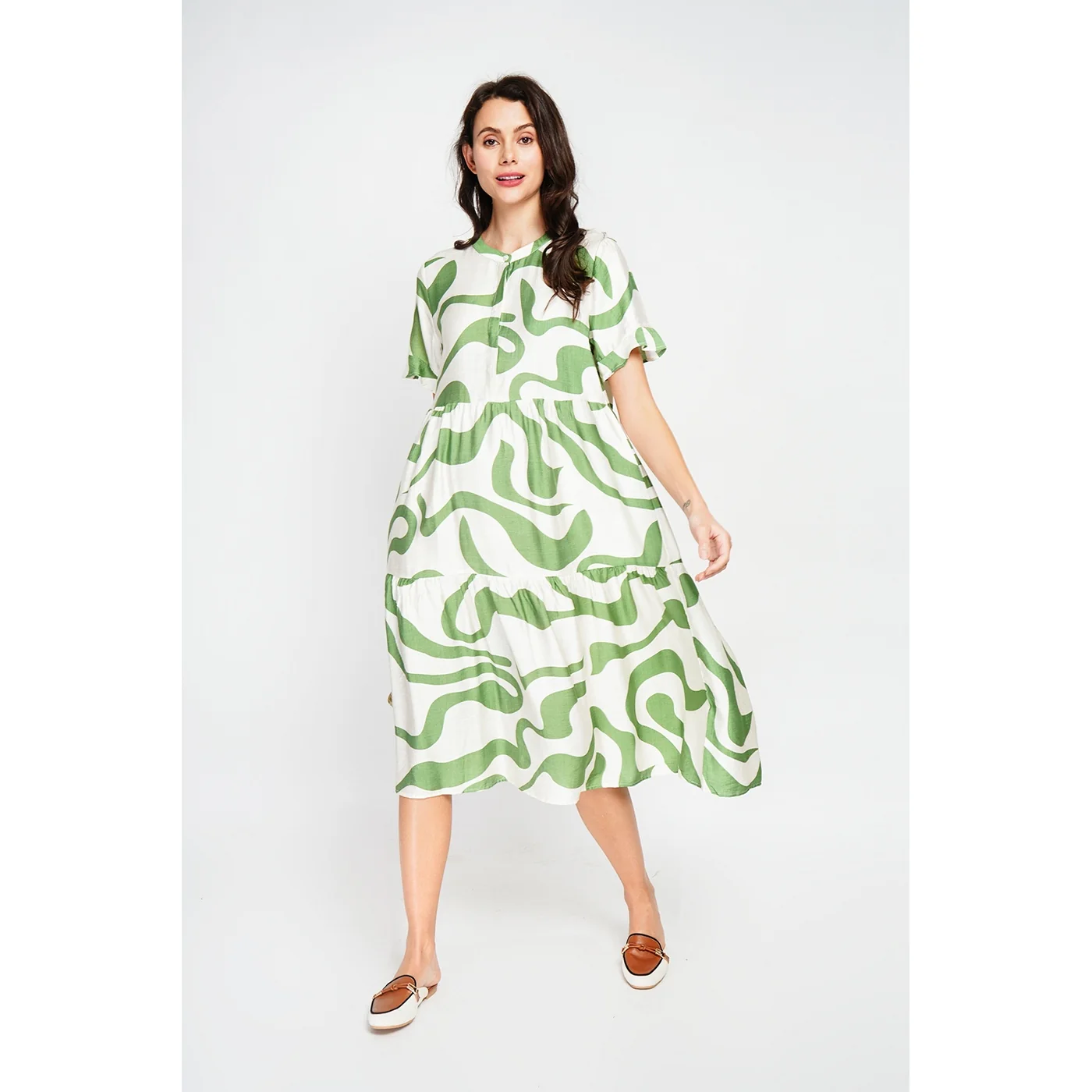 Robe - Blanc/Menthe - Image 5