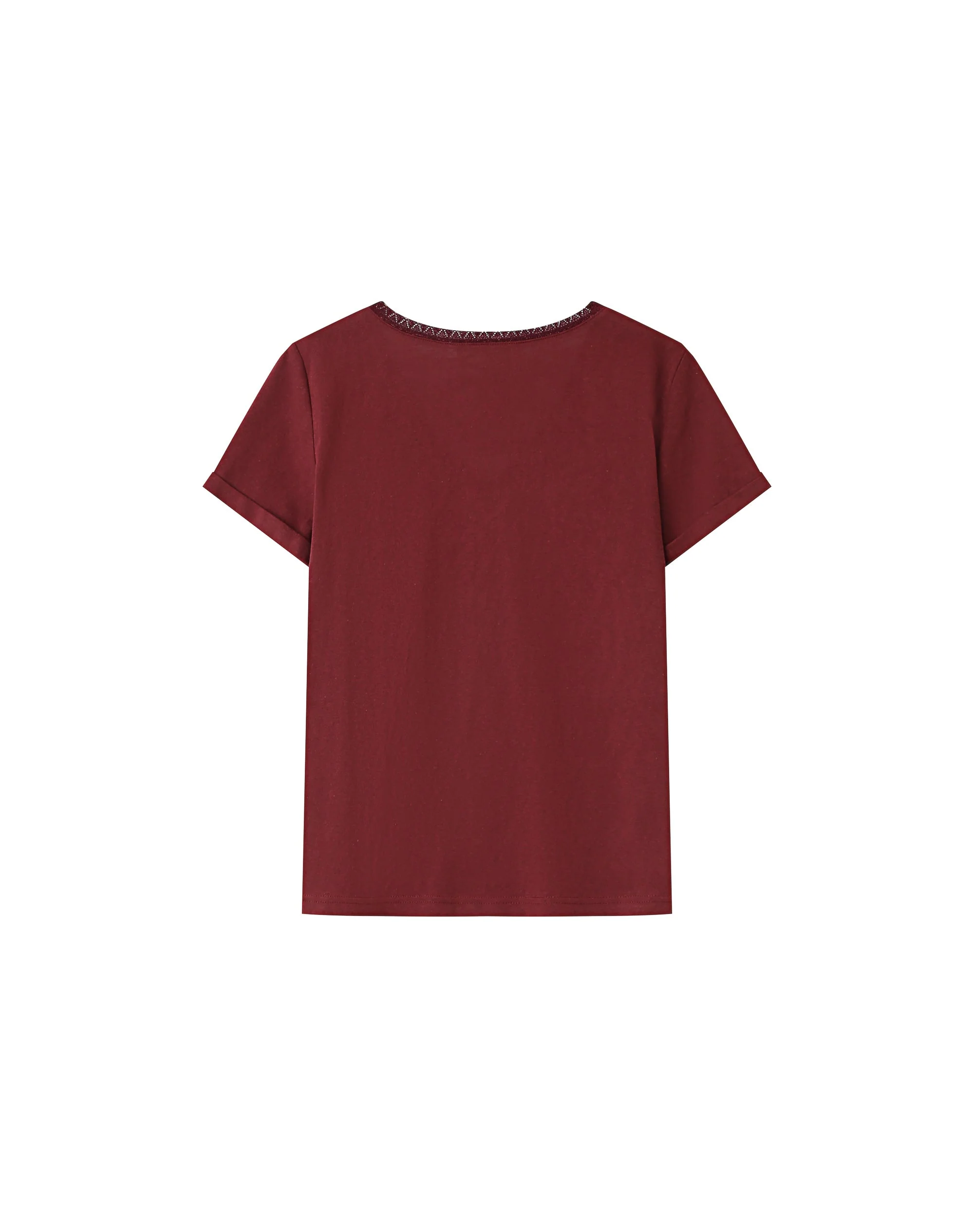 T-Shirt Col V Bordeaux Space - Image 7
