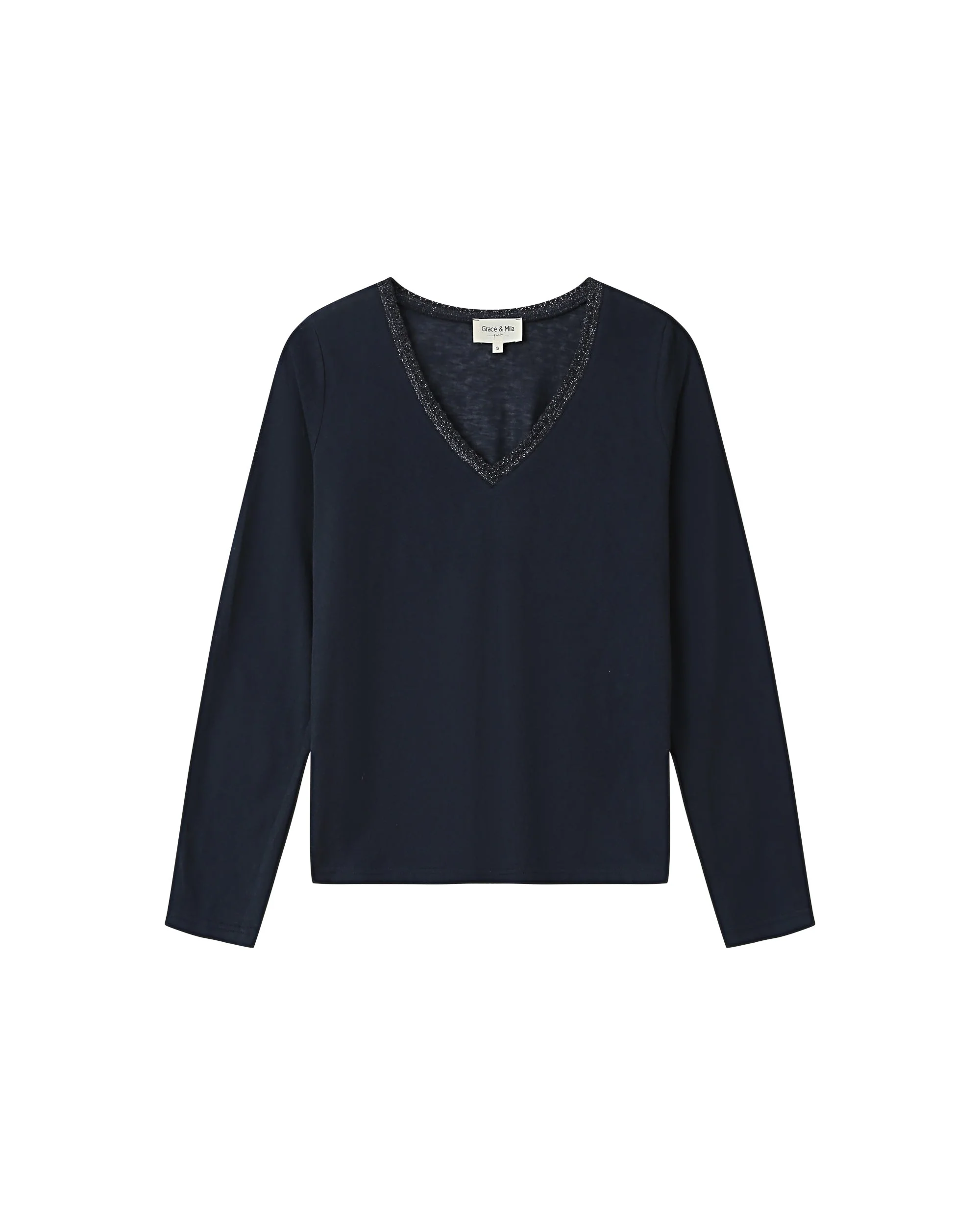 T-Shirt Col V Marine Selton - Image 5