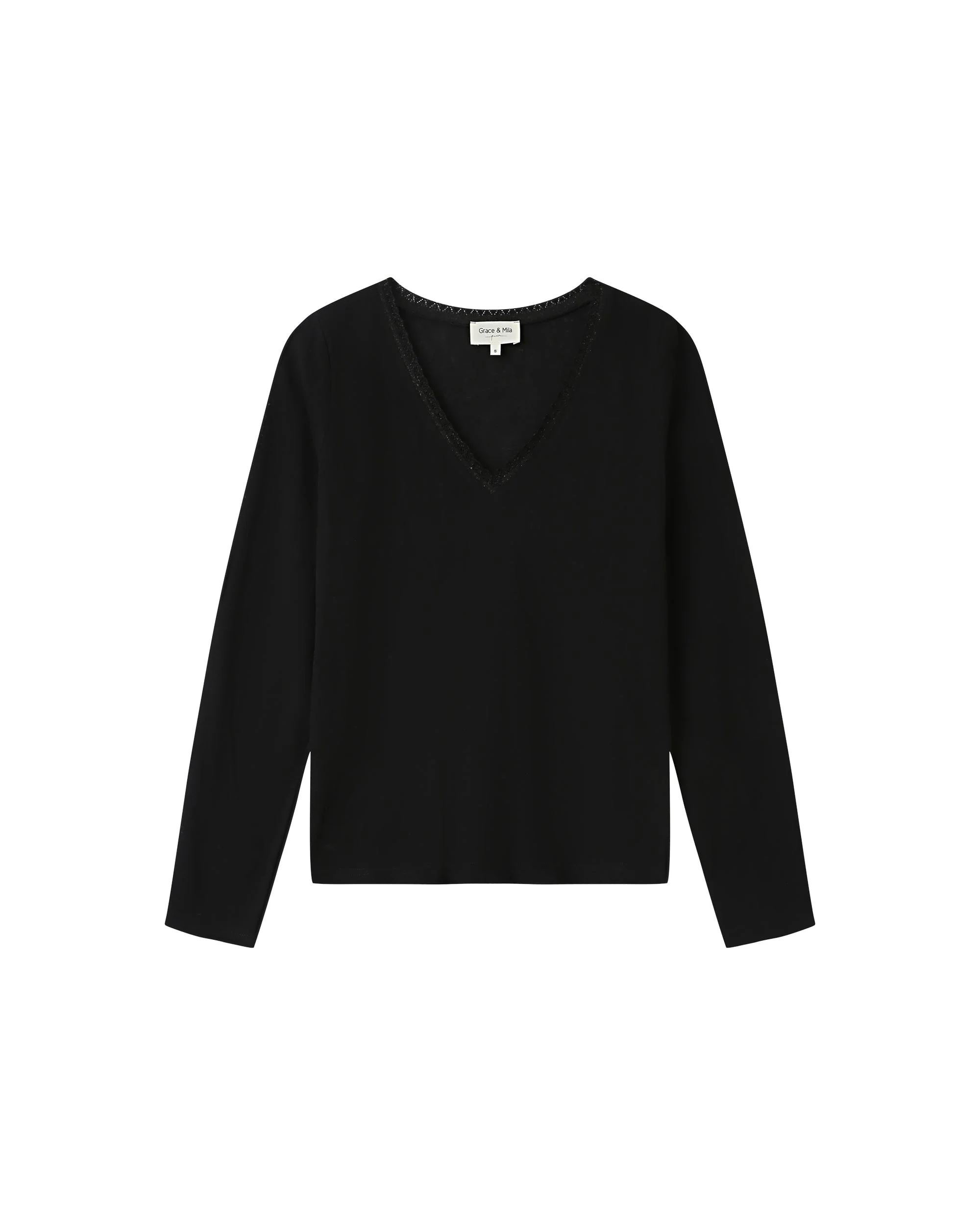 T-Shirt Col V Noir Selton - Image 5