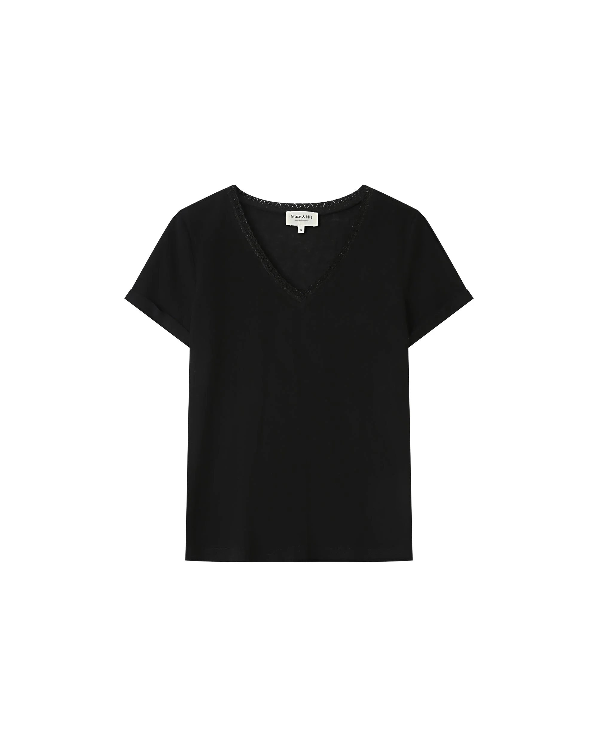 T-Shirt Col V Noir Space - Image 6