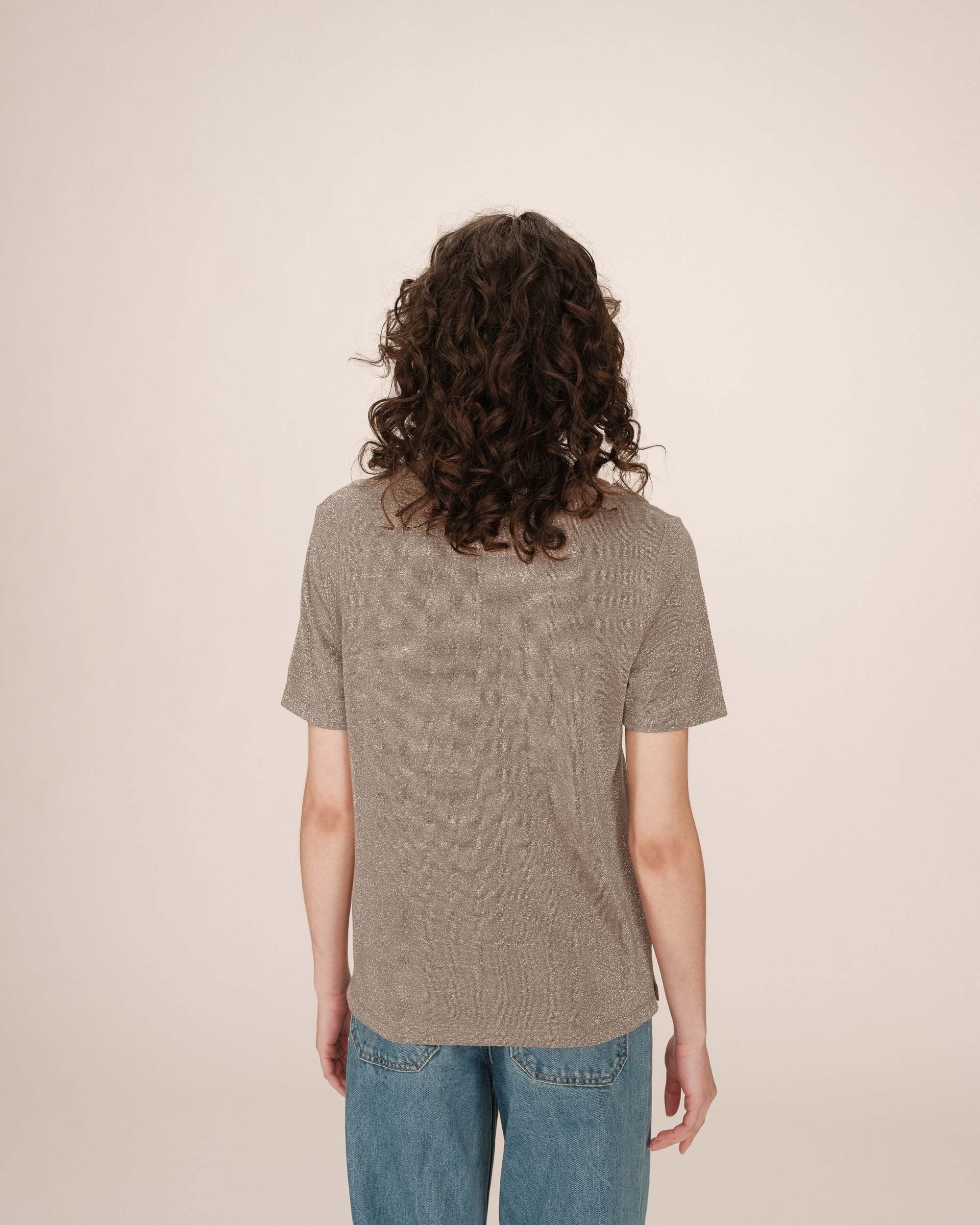 T-Shirt Col V Greige Stardust - Image 4