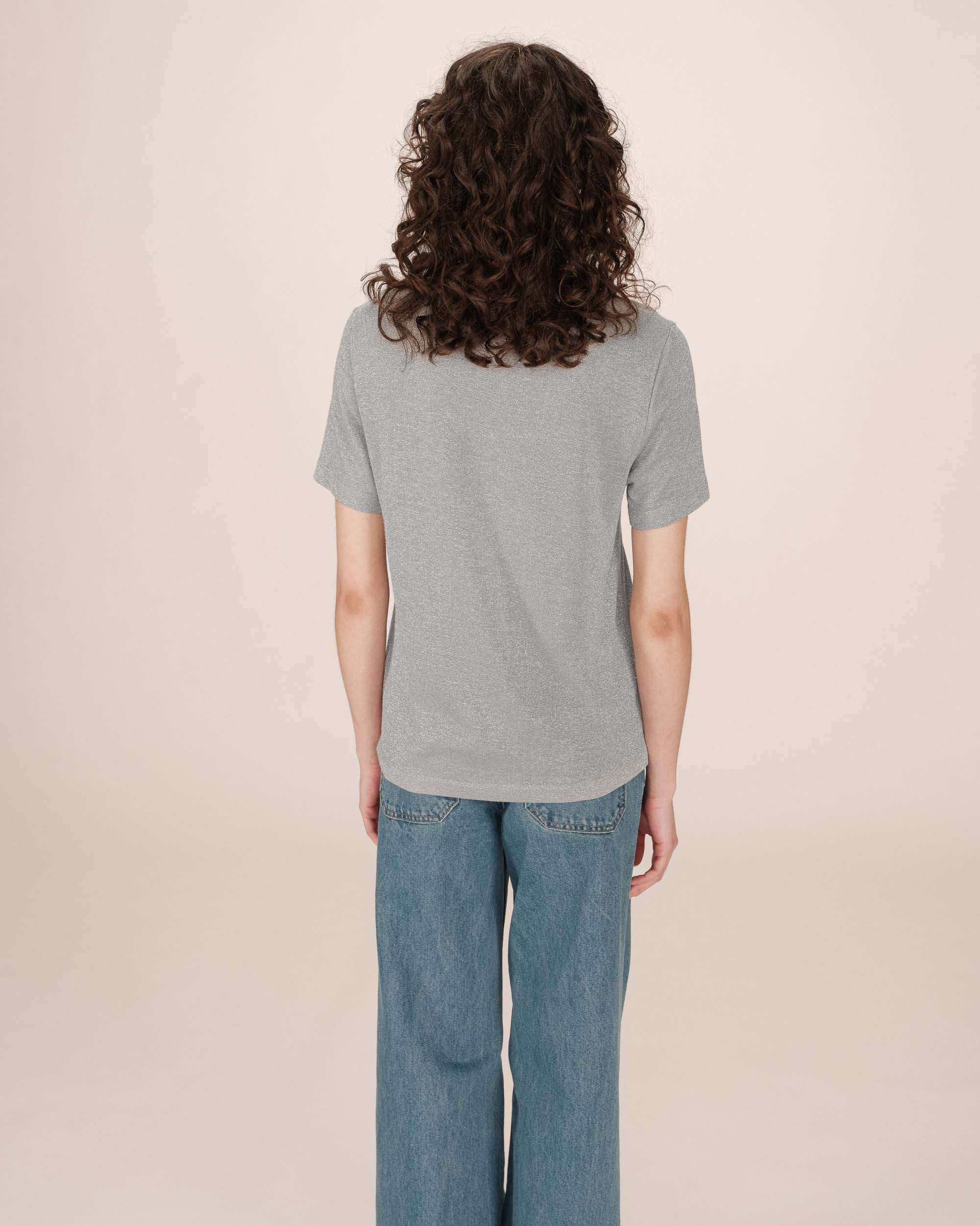 T-Shirt Col V Gris Stardust - Image 5