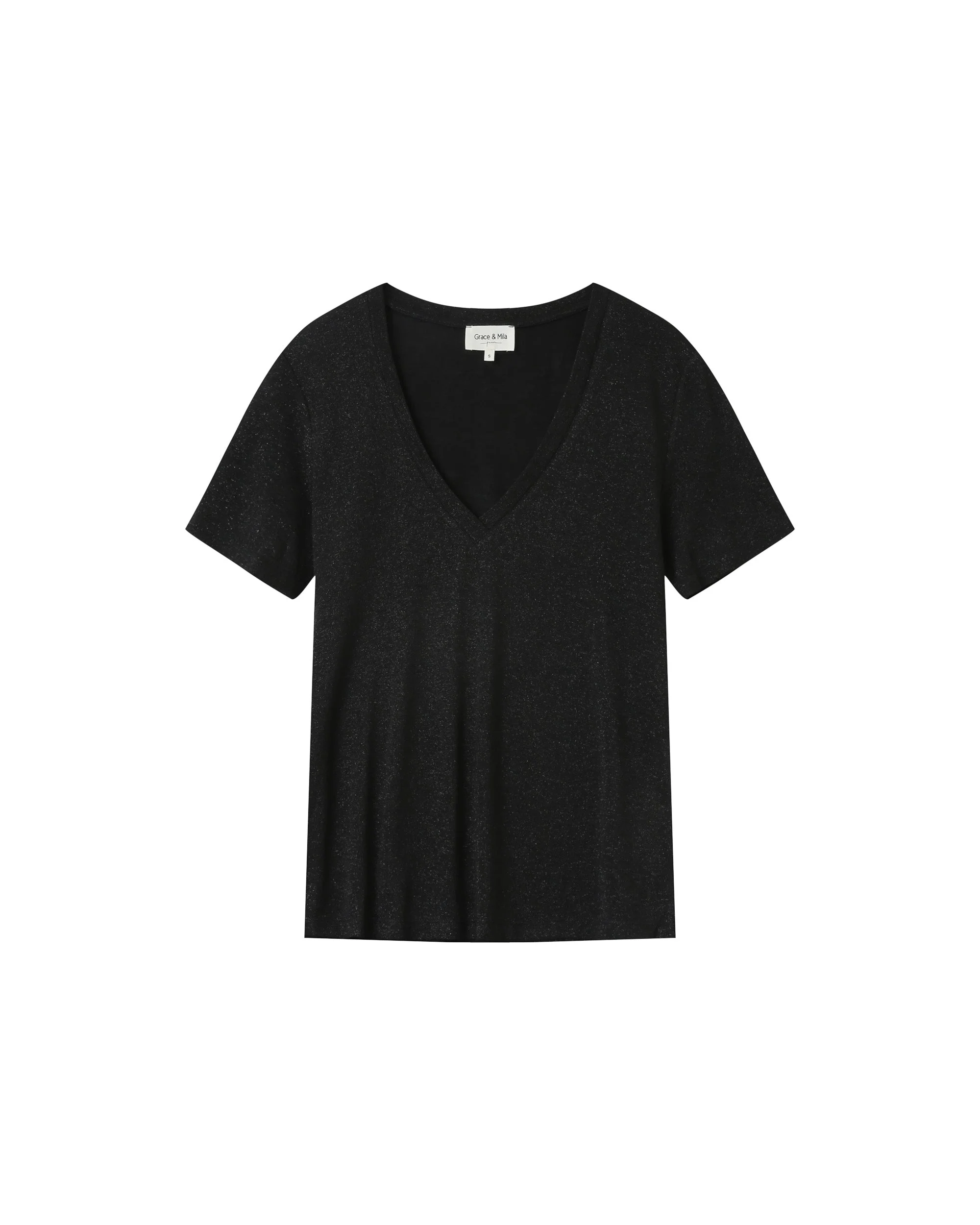 T-Shirt Col V Noir Stardust - Image 5