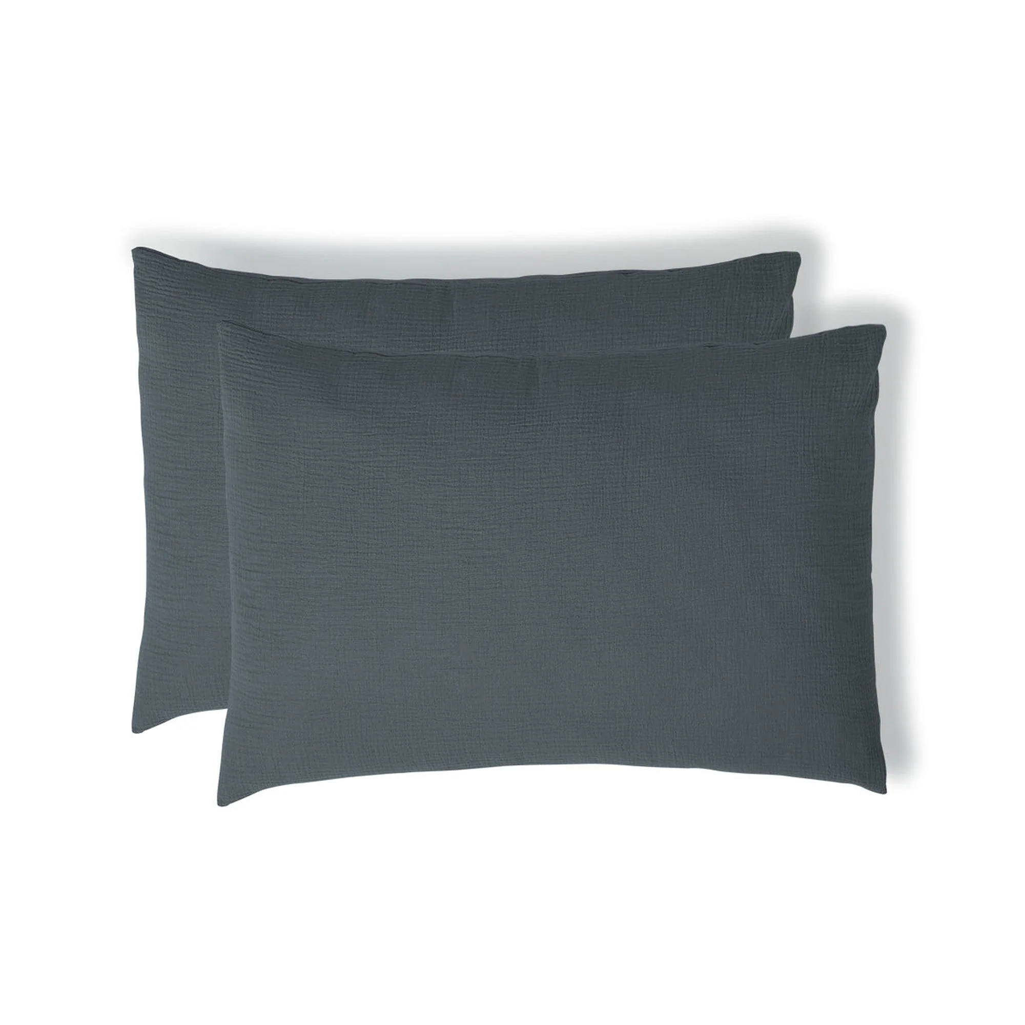 Taie D'Oreiller (X2) - Gaze De Coton - Bleu Orage - Carla - Image 2
