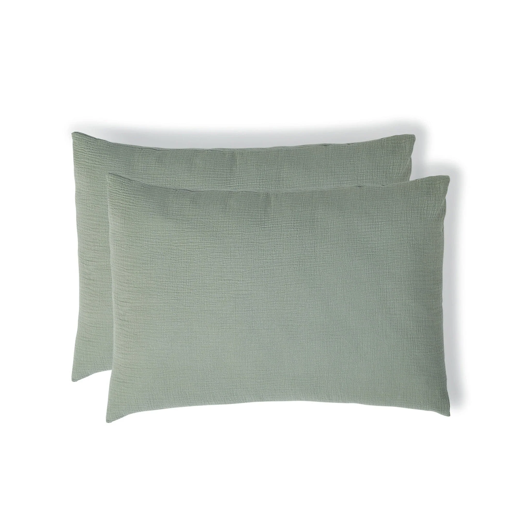 Taie D'Oreiller (X2) - Gaze De Coton - Vert Céladon - Carla - Image 2