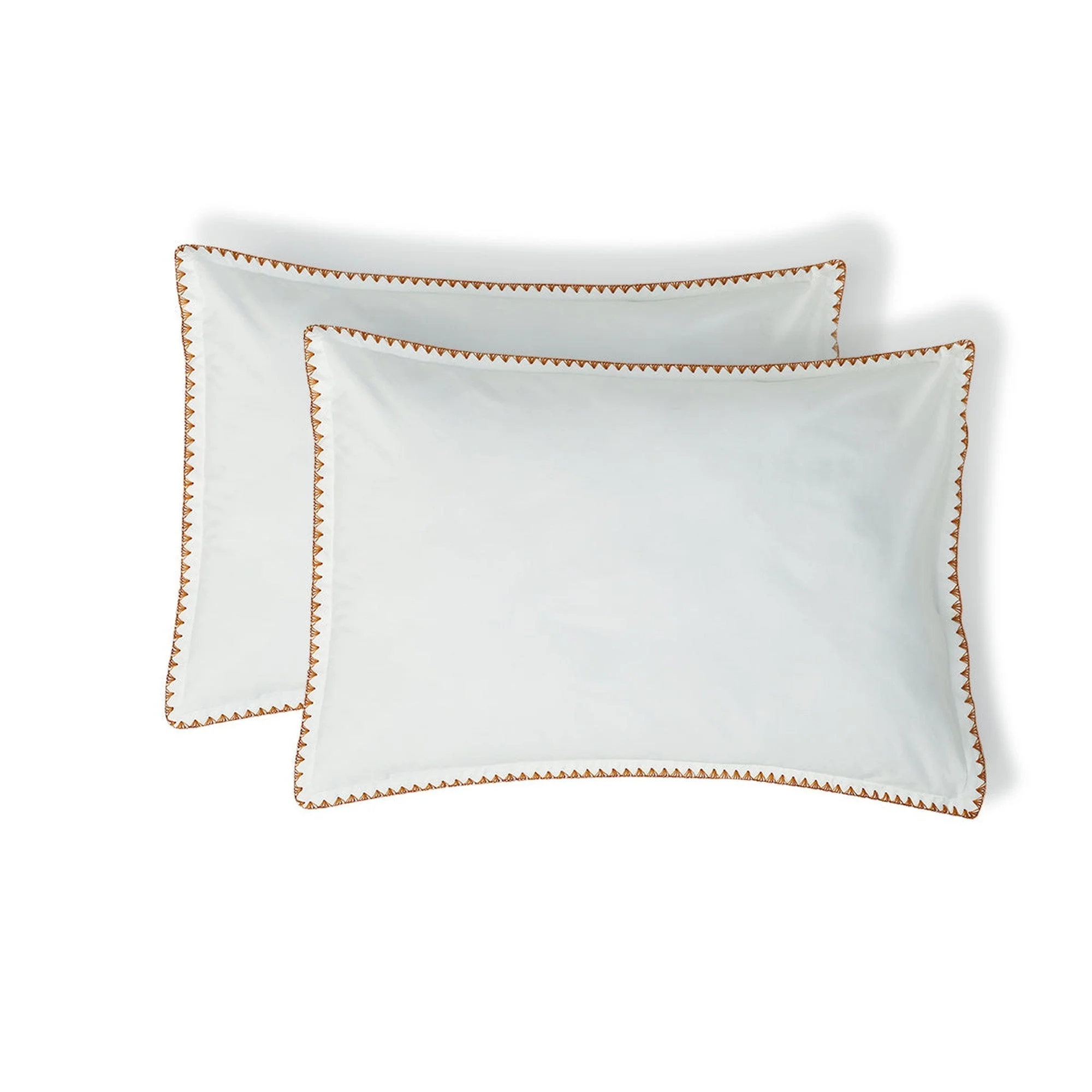 Taie D Oreiller X2 - Percale De Coton - Blanc / Caramel - Zoé - Image 3
