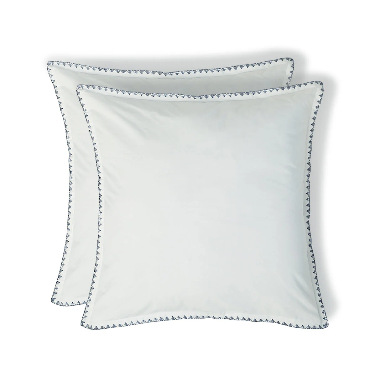 Taie D Oreiller X2 - Percale De Coton - Blanc / Bleu Denim - Zoé - Image 2