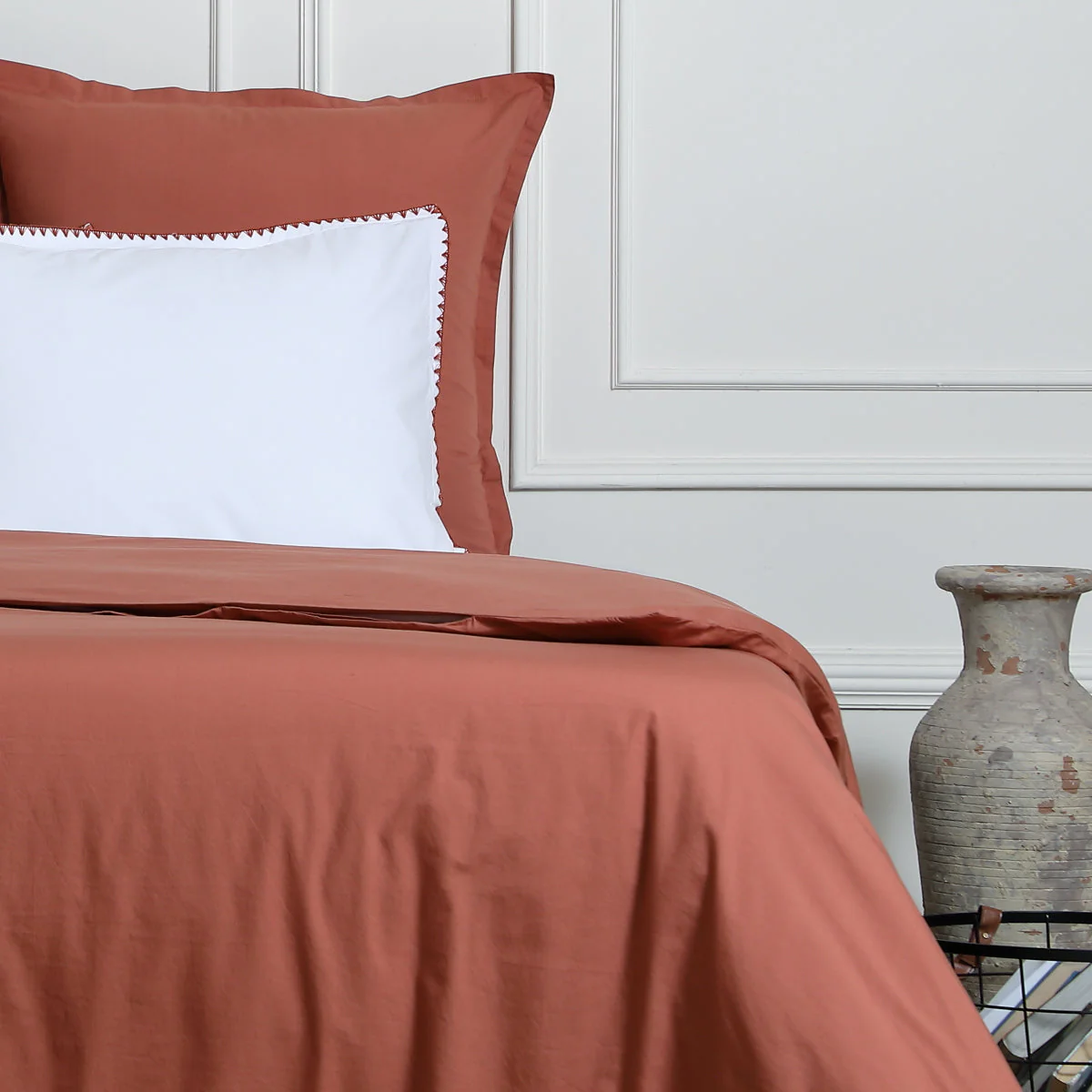 Taie D Oreiller X2 - Percale De Coton - Blanc / Rouge - Zoé - Image 10