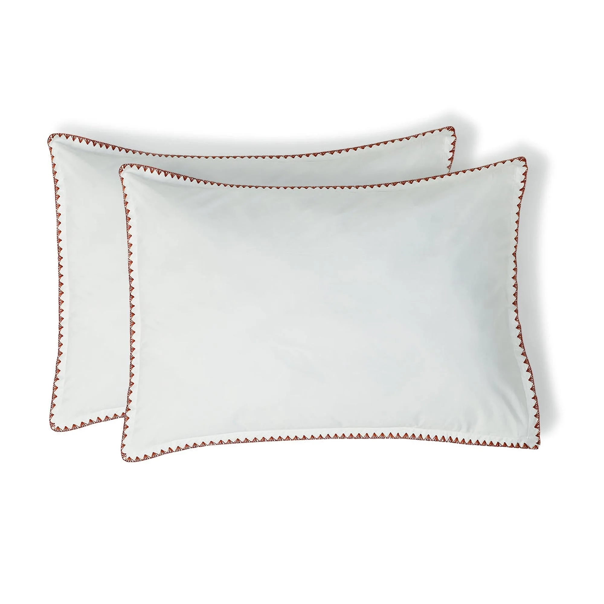 Taie D Oreiller X2 - Percale De Coton - Blanc / Rouge - Zoé - Image 3