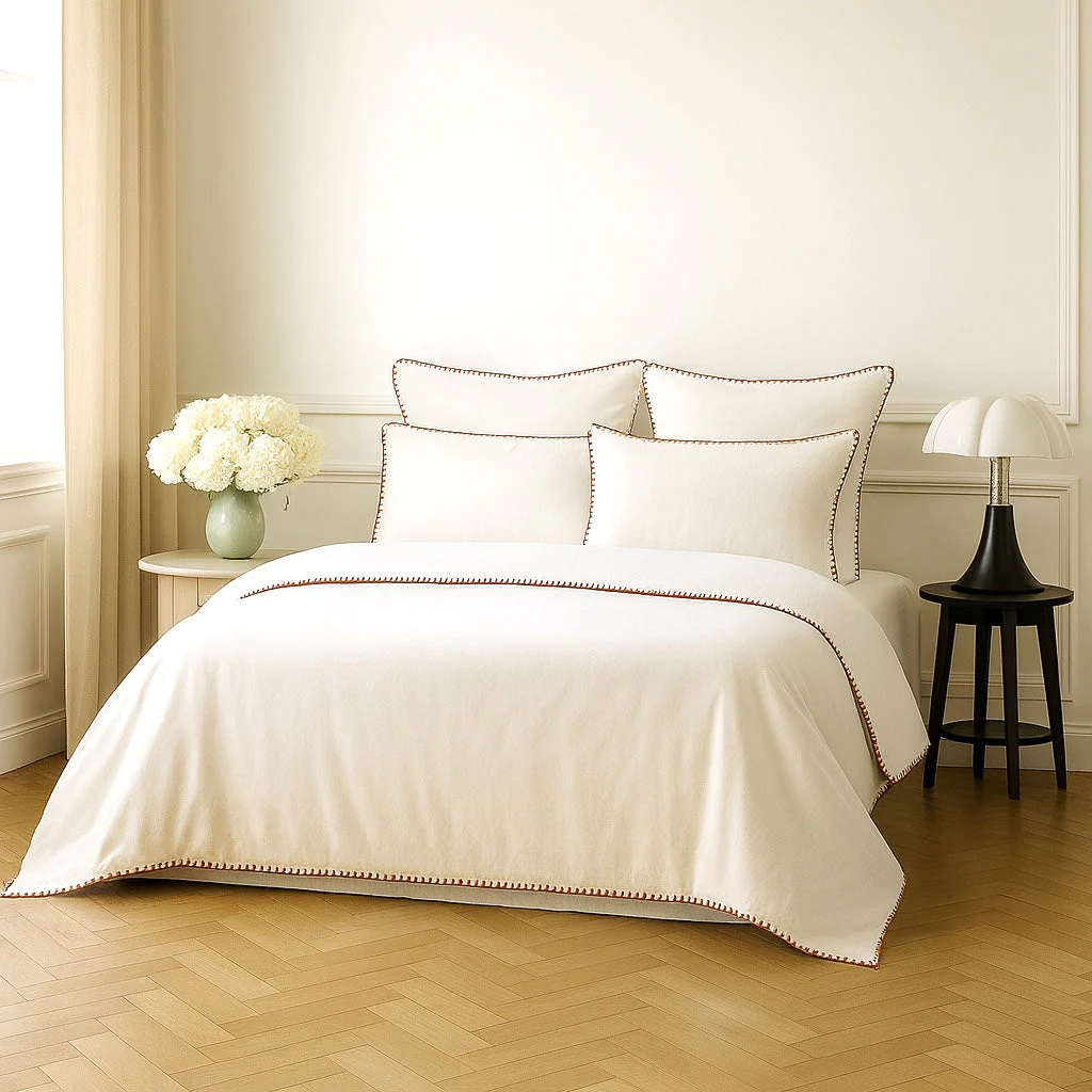 Taie D Oreiller X2 - Percale De Coton - Blanc / Rouge - Zoé - Image 9