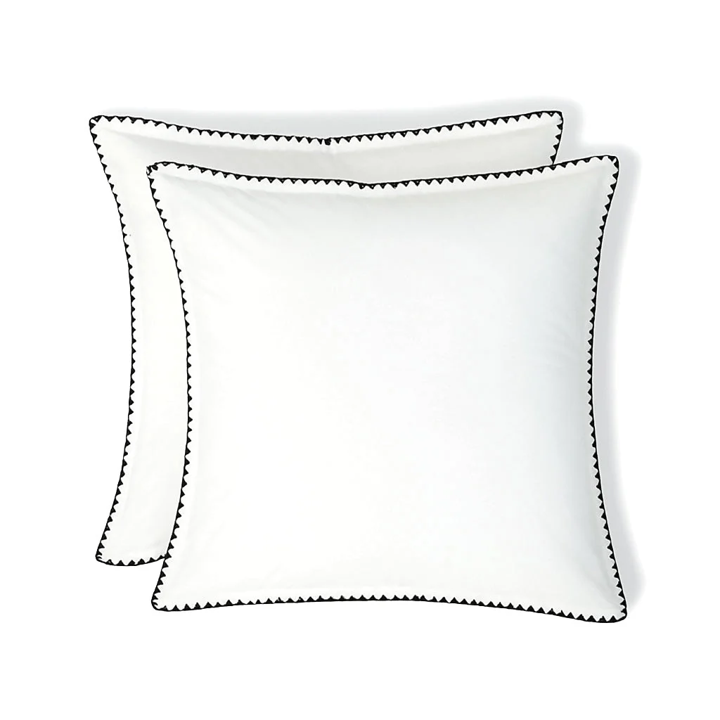 Taie D Oreiller X2 - Percale De Coton - Blanc / Noir - Zoé - Image 2