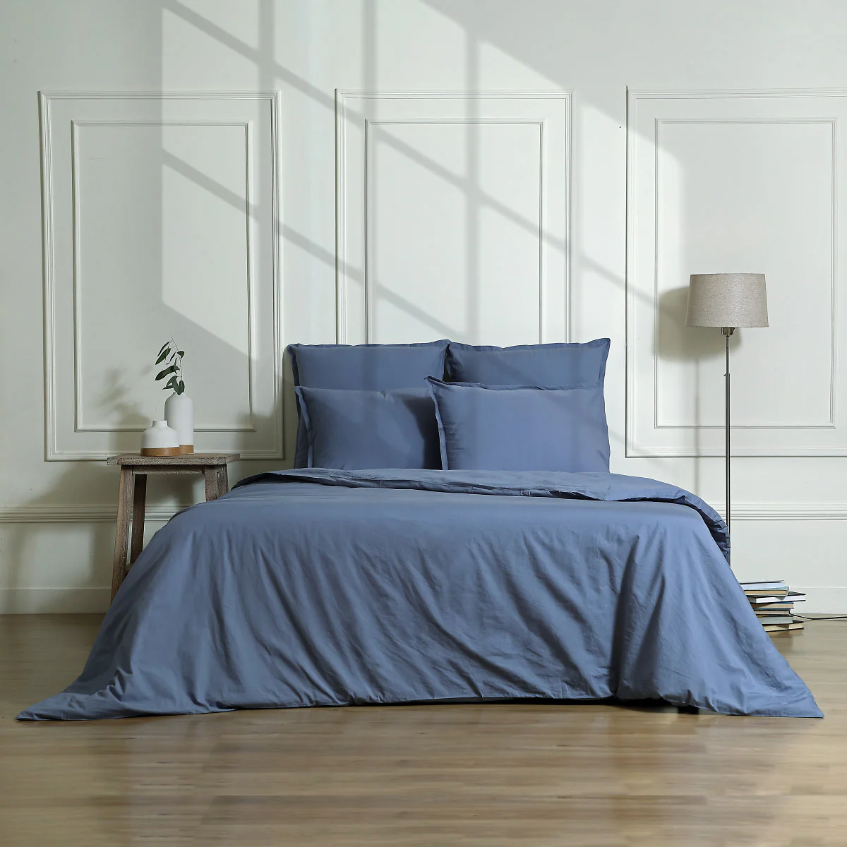 Taie D'Oreiller (X2) - Percale De Coton - Bleu Denim - Nina - Image 8