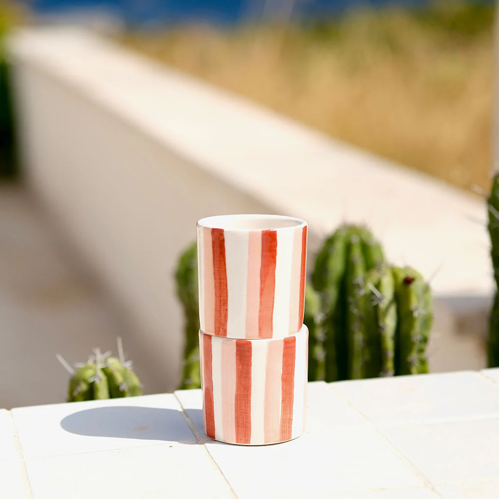Lot de 2 Tasses À Espresso En Céramique - Rayures - Image 2