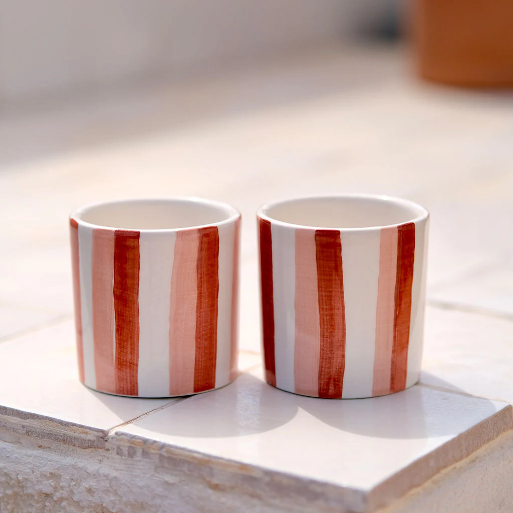 Lot de 2 Tasses À Espresso En Céramique - Rayures - Image 3