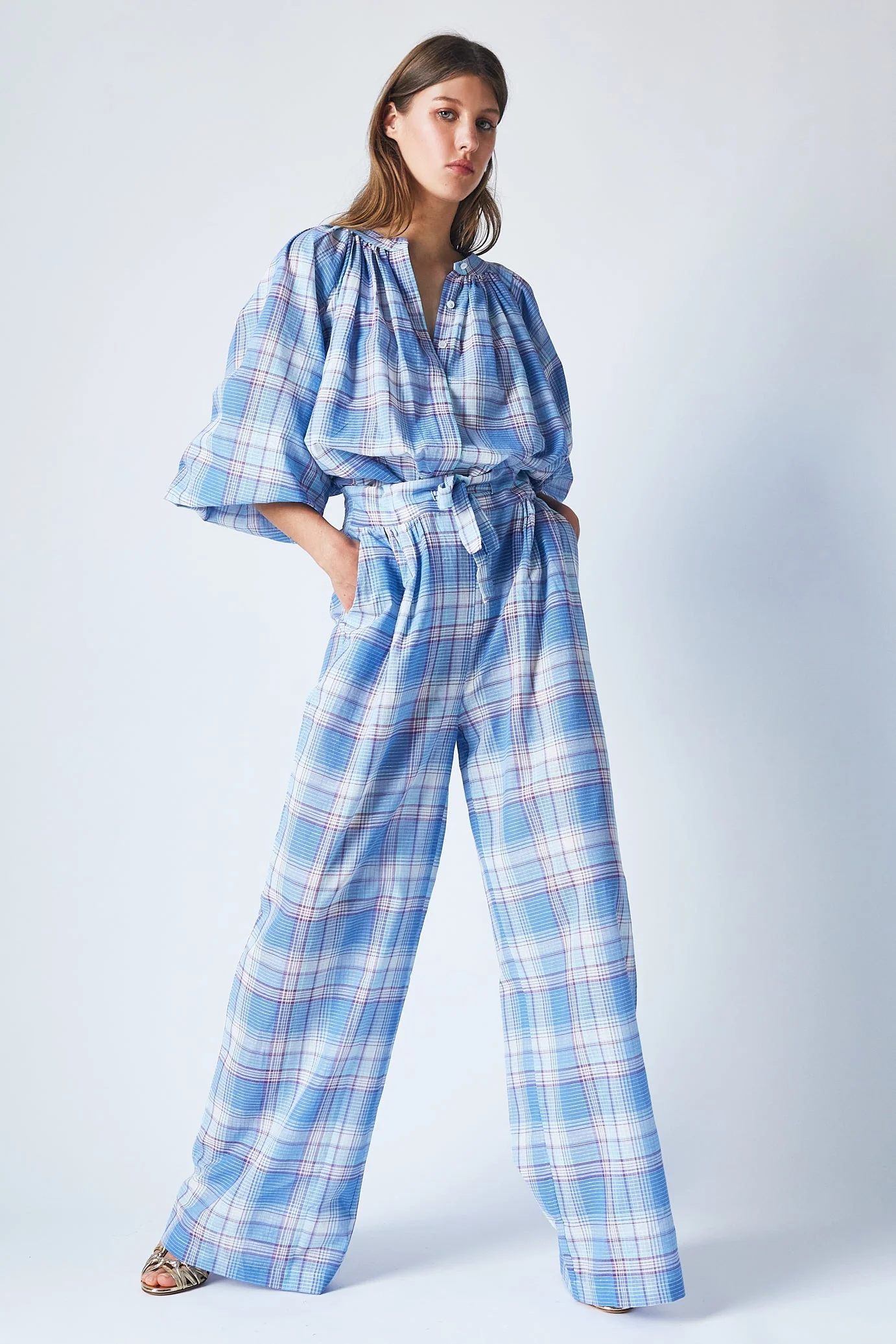 Pantalon Thalia - Blue Checks - Femme - Image 2