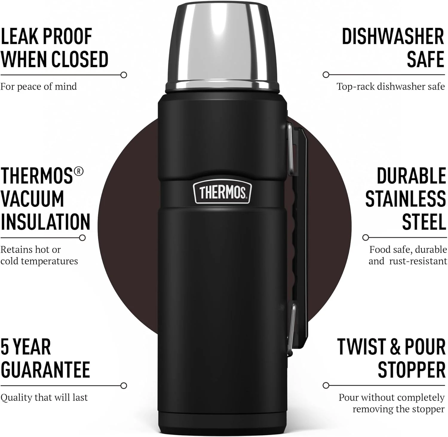 Thermos - King Bouteille Isotherme 1200Ml Noir Mat - Image 3