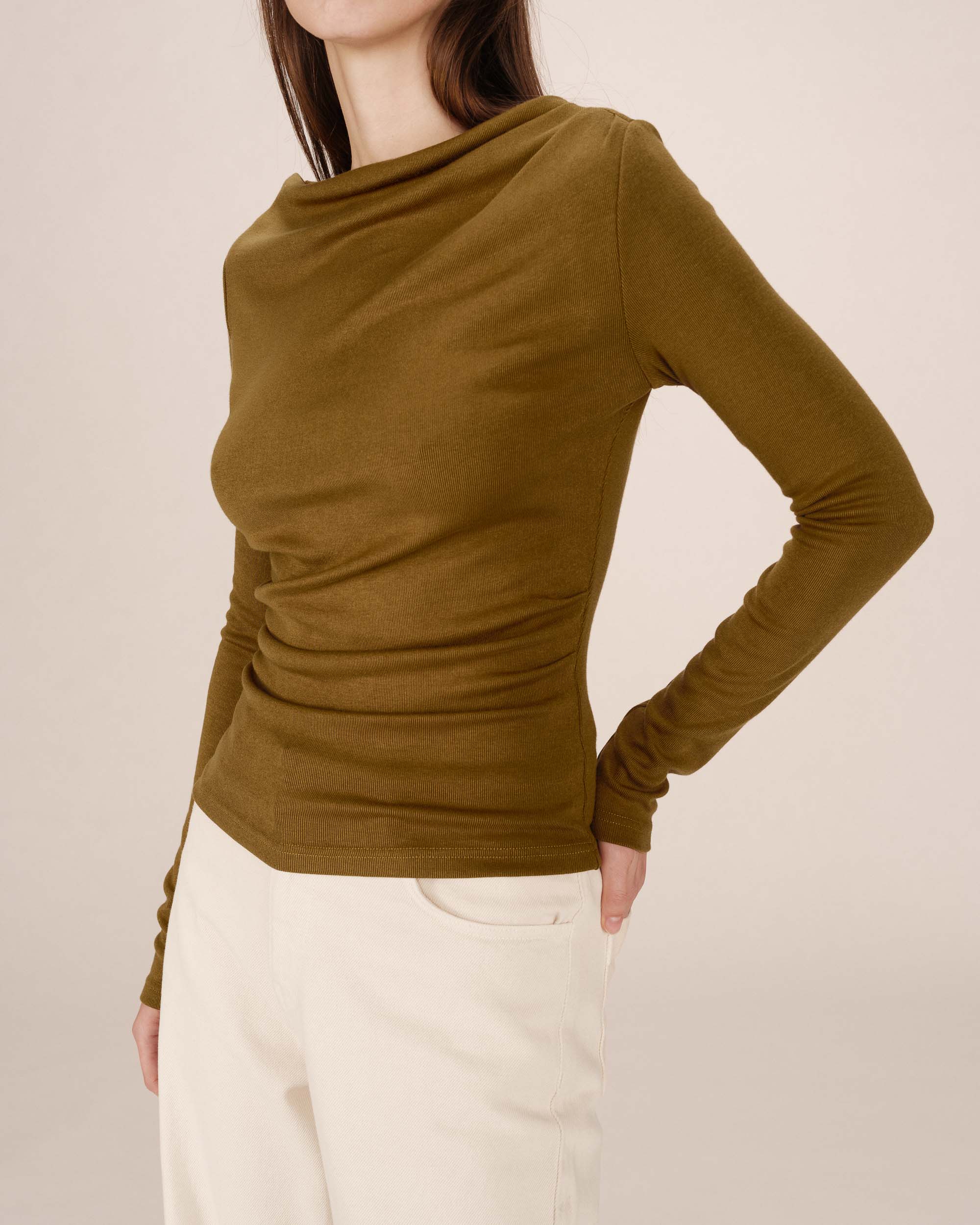 Top Drape Asymetrique Olive Sioux - Image 2