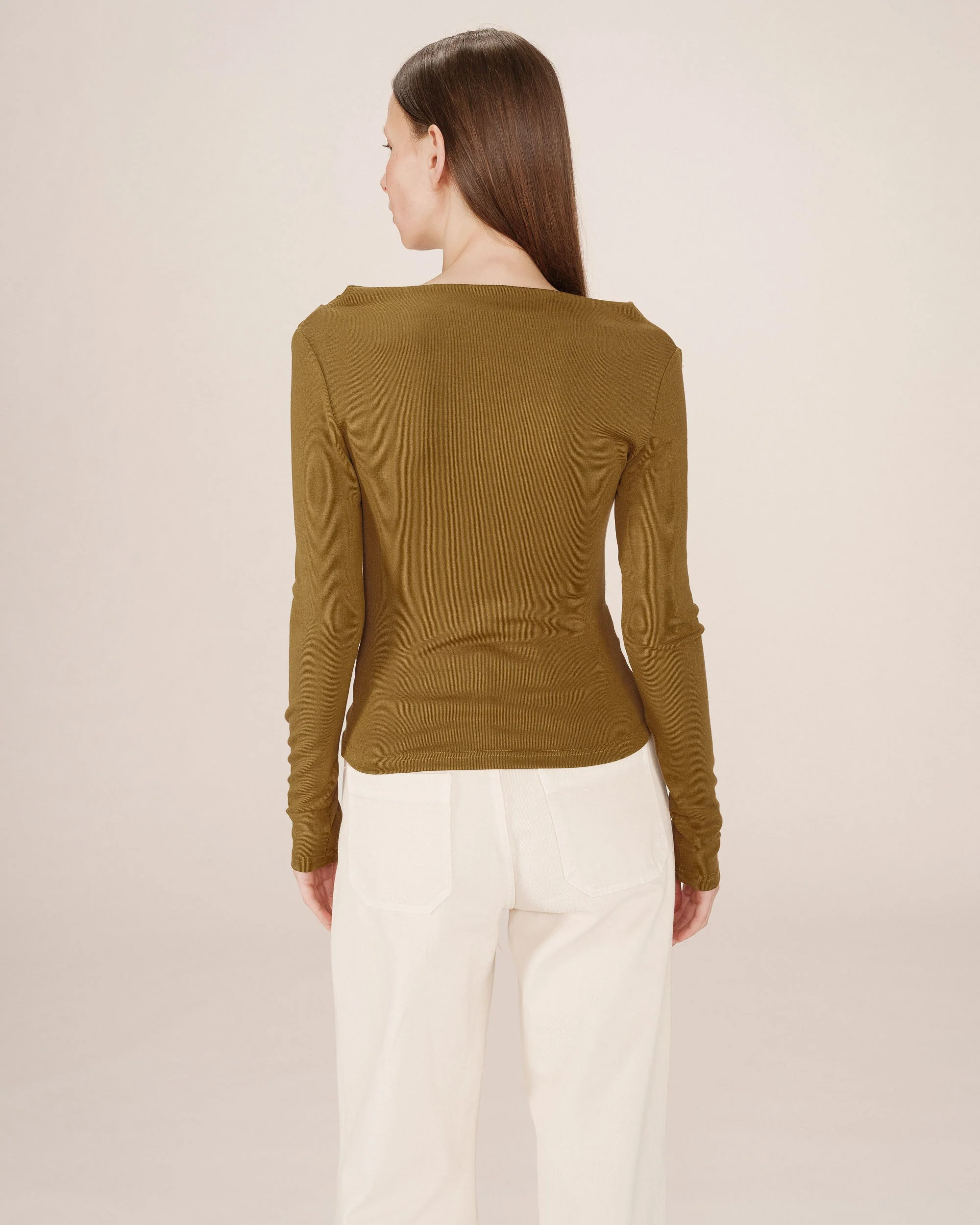 Top Drape Asymetrique Olive Sioux - Image 5