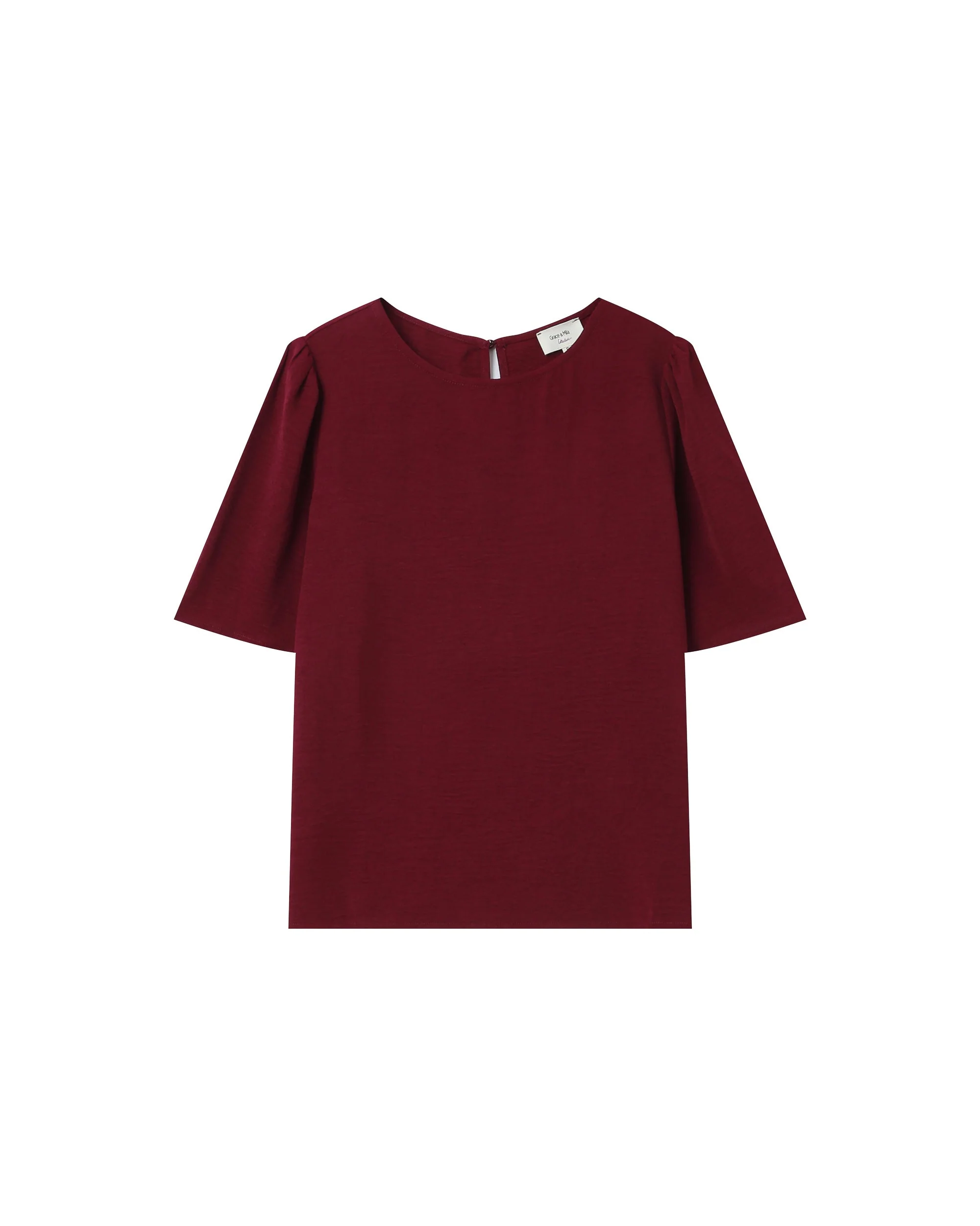 Top Fluide Col Rond Bordeaux Shine - Image 6