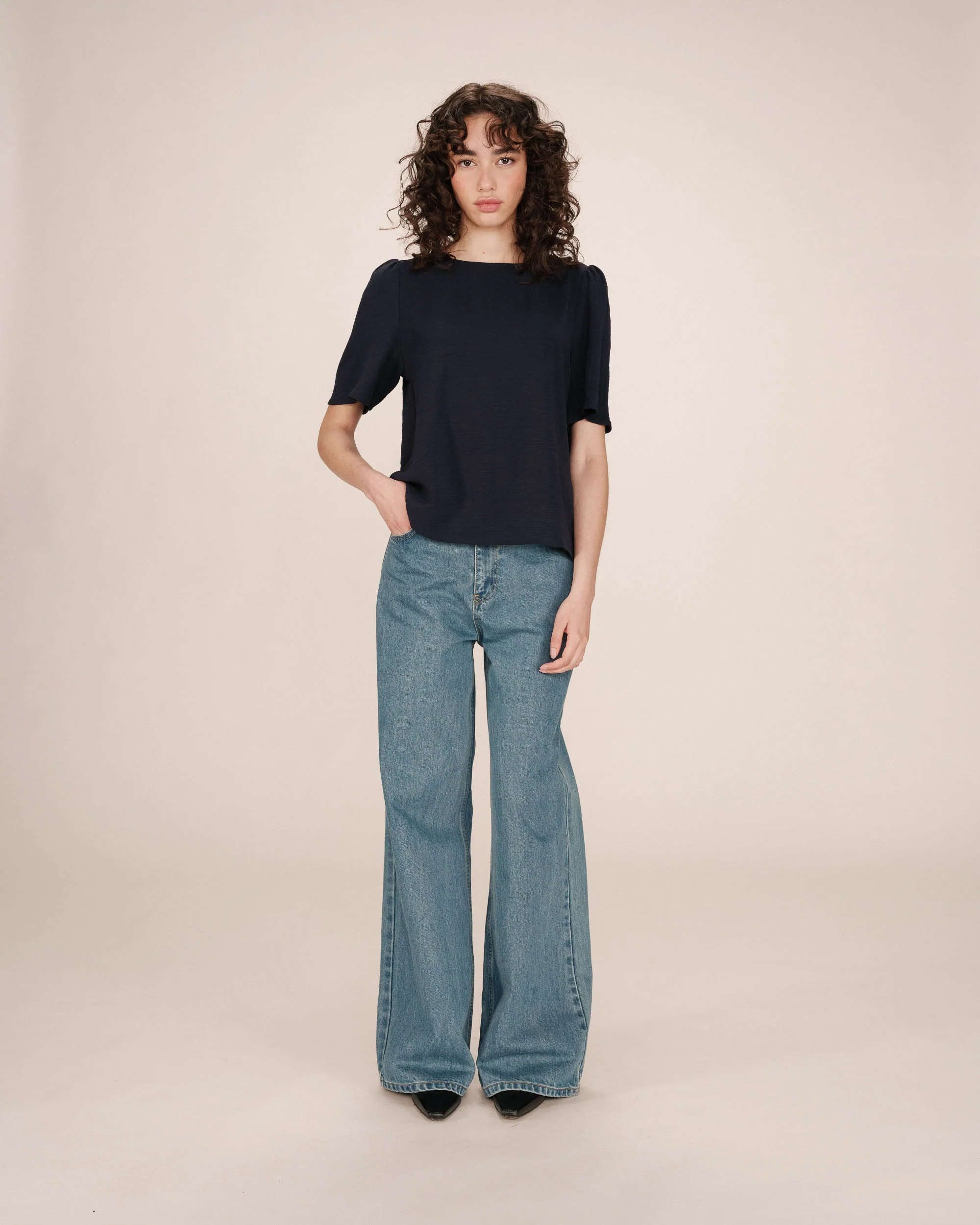 Top Fluide Col Rond Marine Shine - Image 3