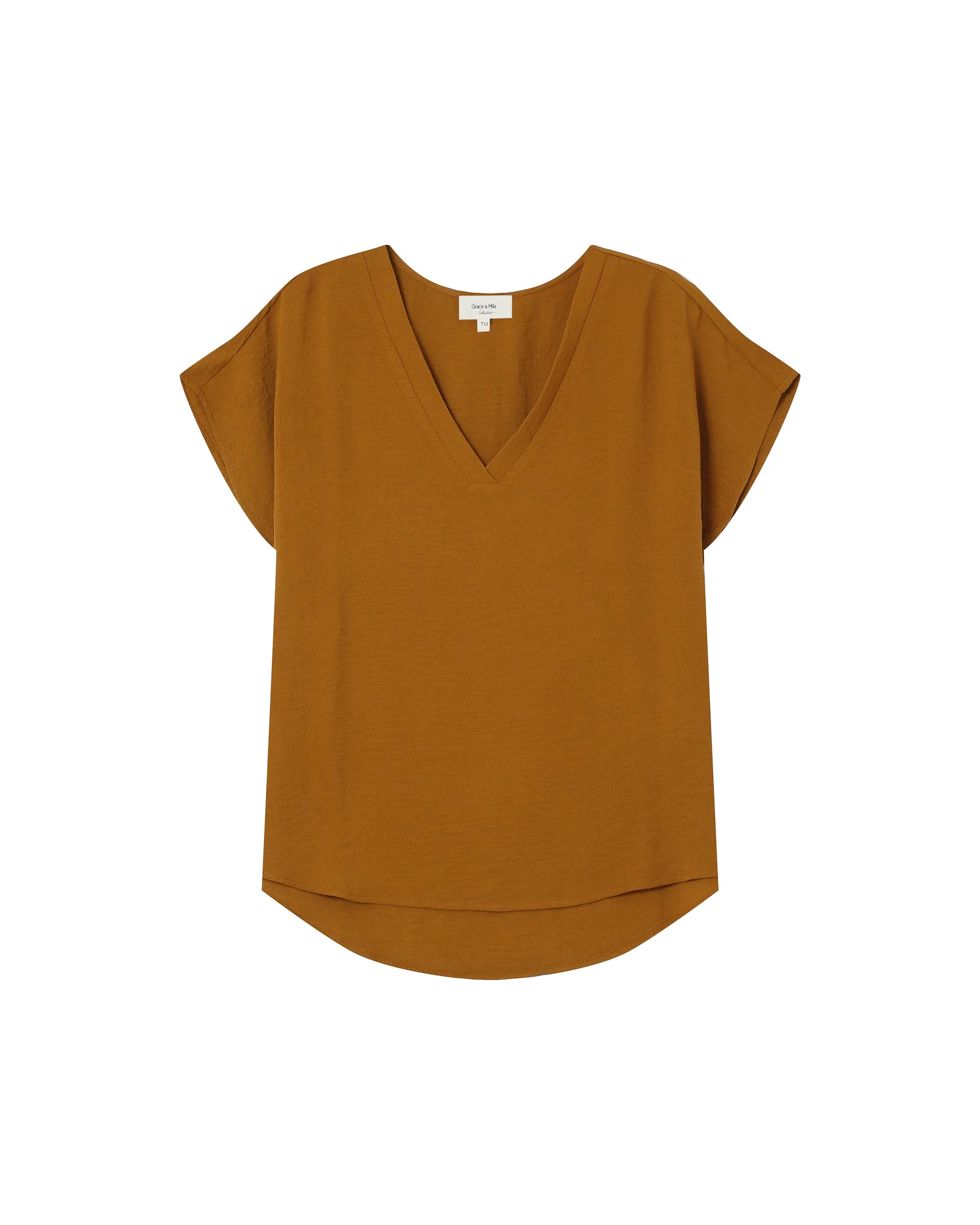 Top Fluide Encolure V Ocre Season - Image 6